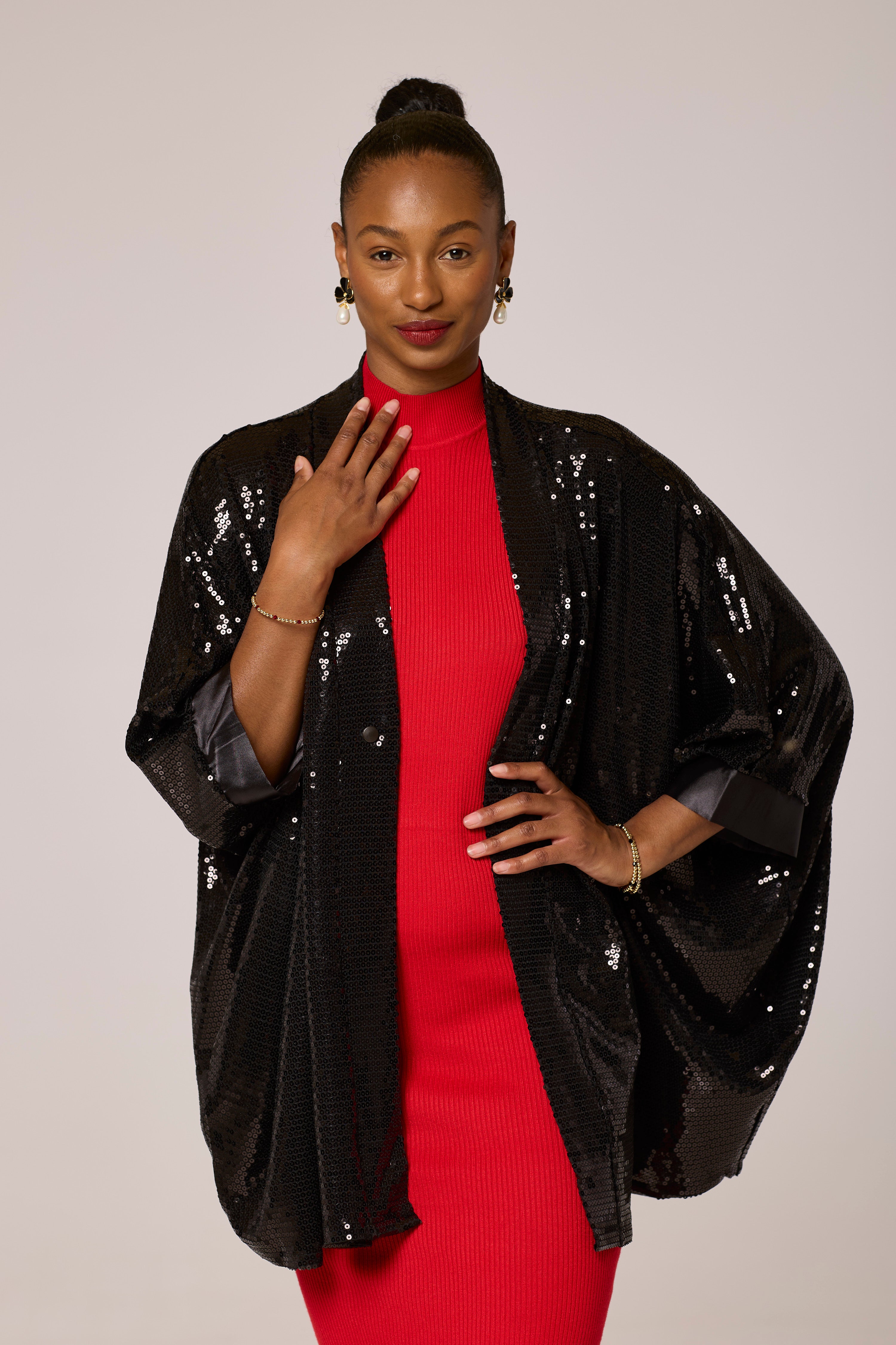 Midnight Sparkle Sequinned Kimono