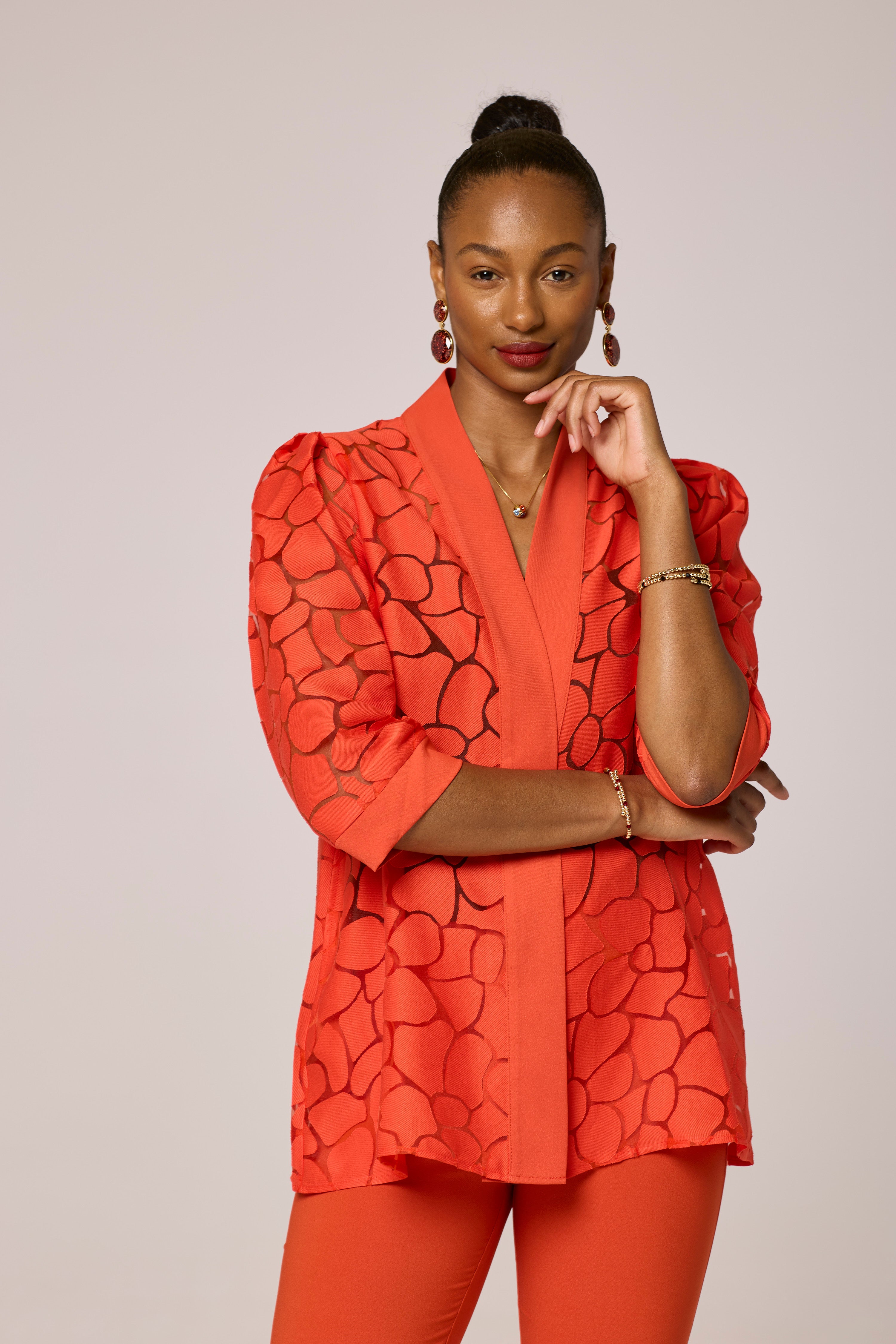 Doxa Red Two Piece Kimono Jacket and Trousers