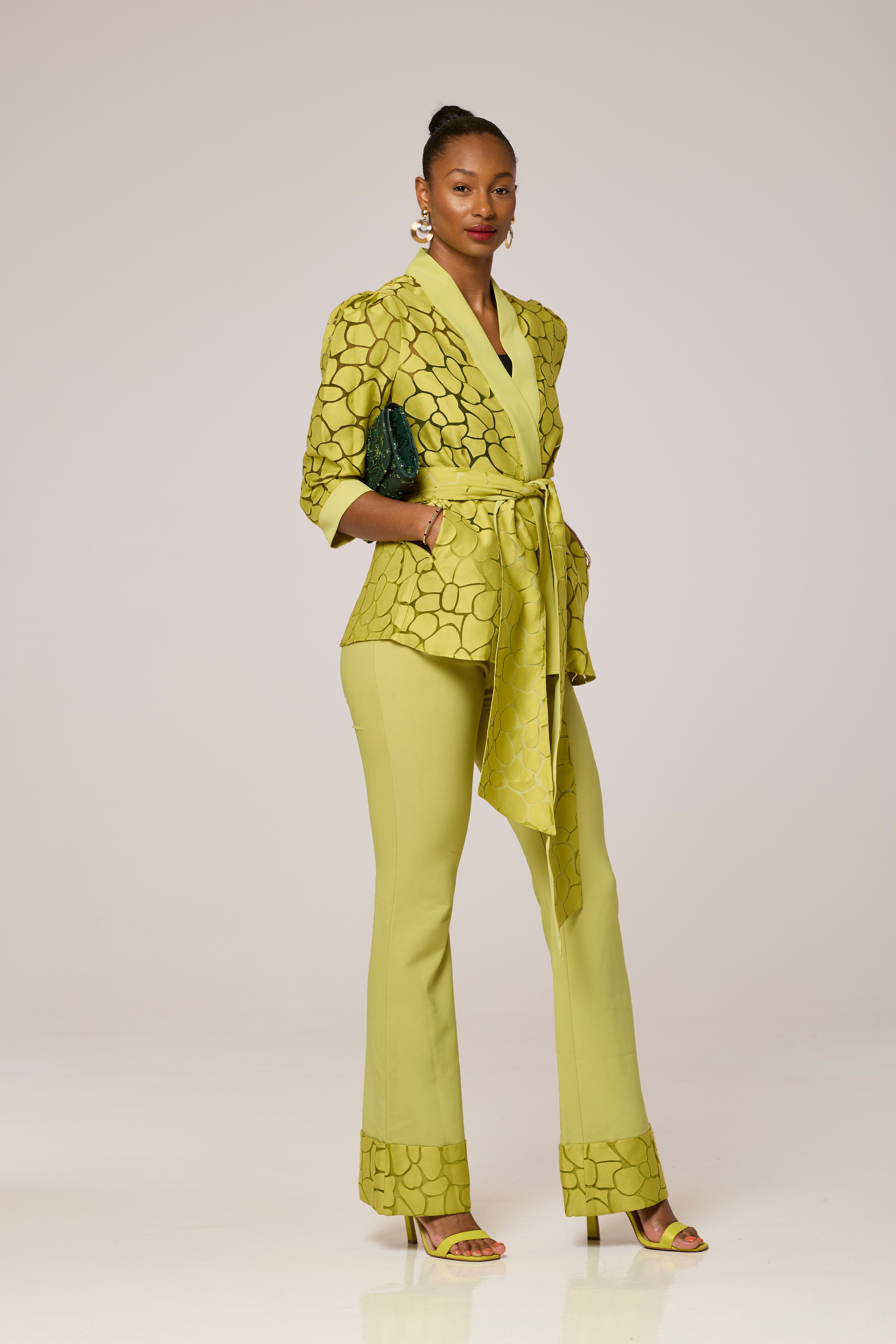 Doxa Green Two Piece Kimono Jacket and Trousers