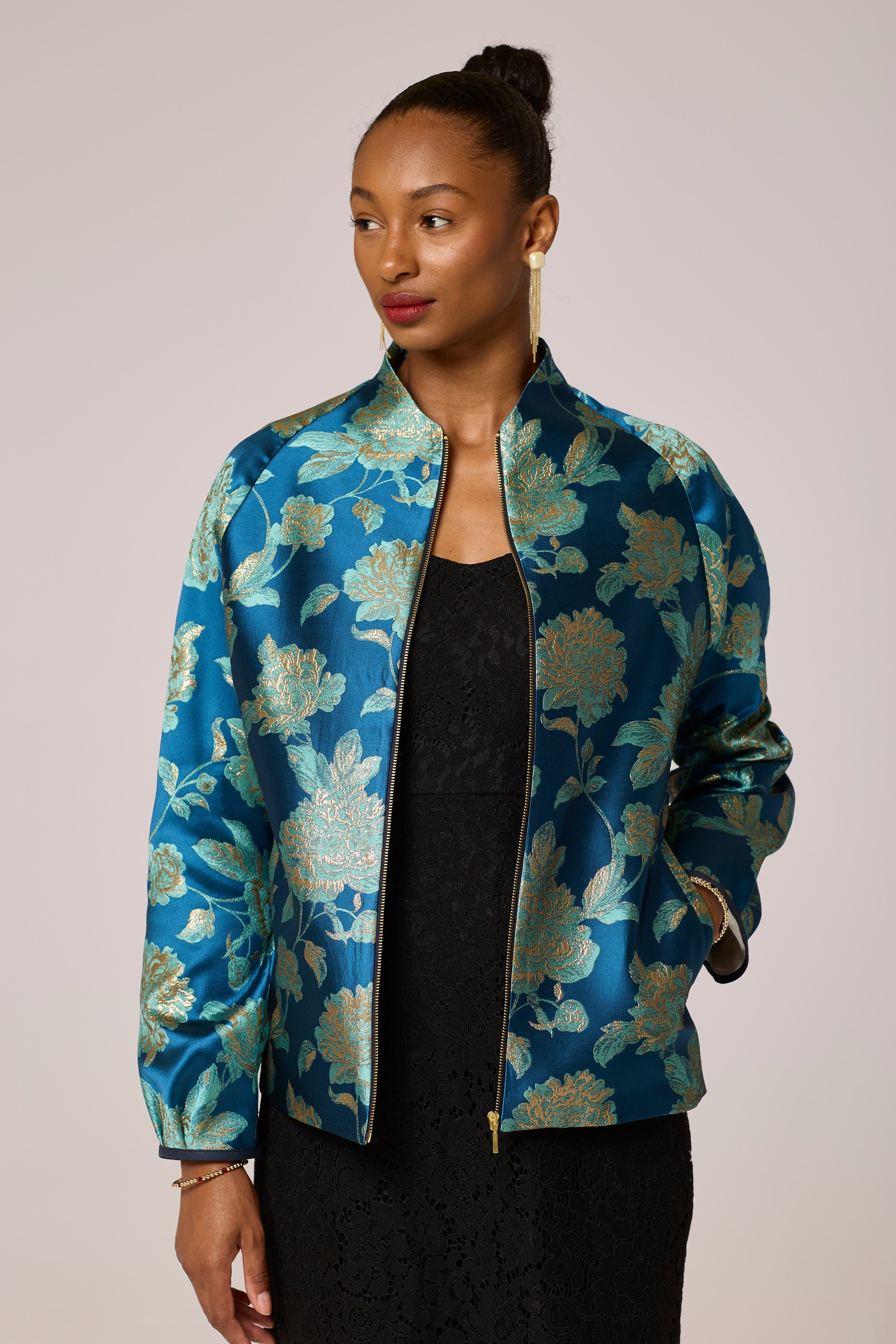 Azure Bloom Brocade Jacket