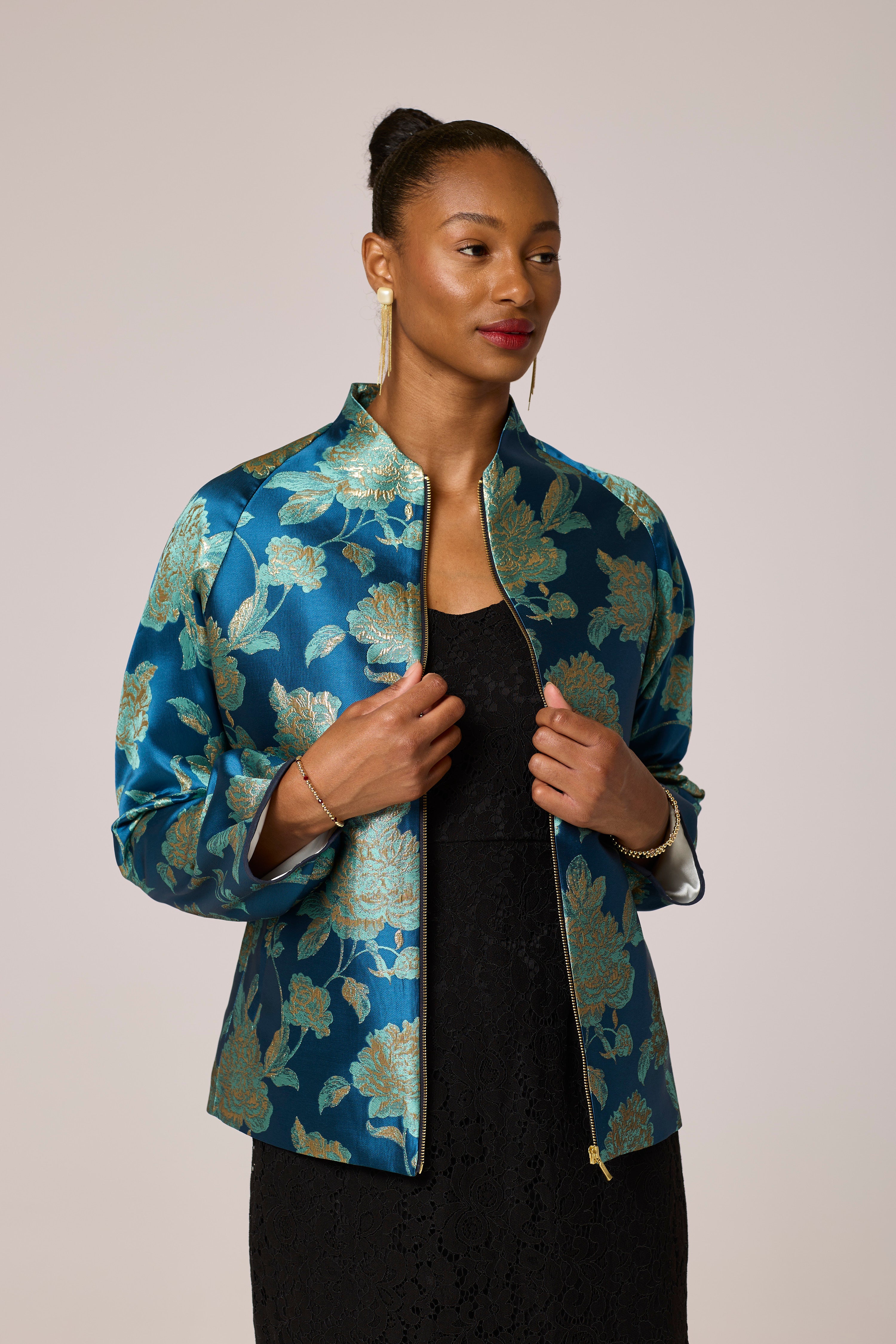 Azure Bloom Brocade Jacket