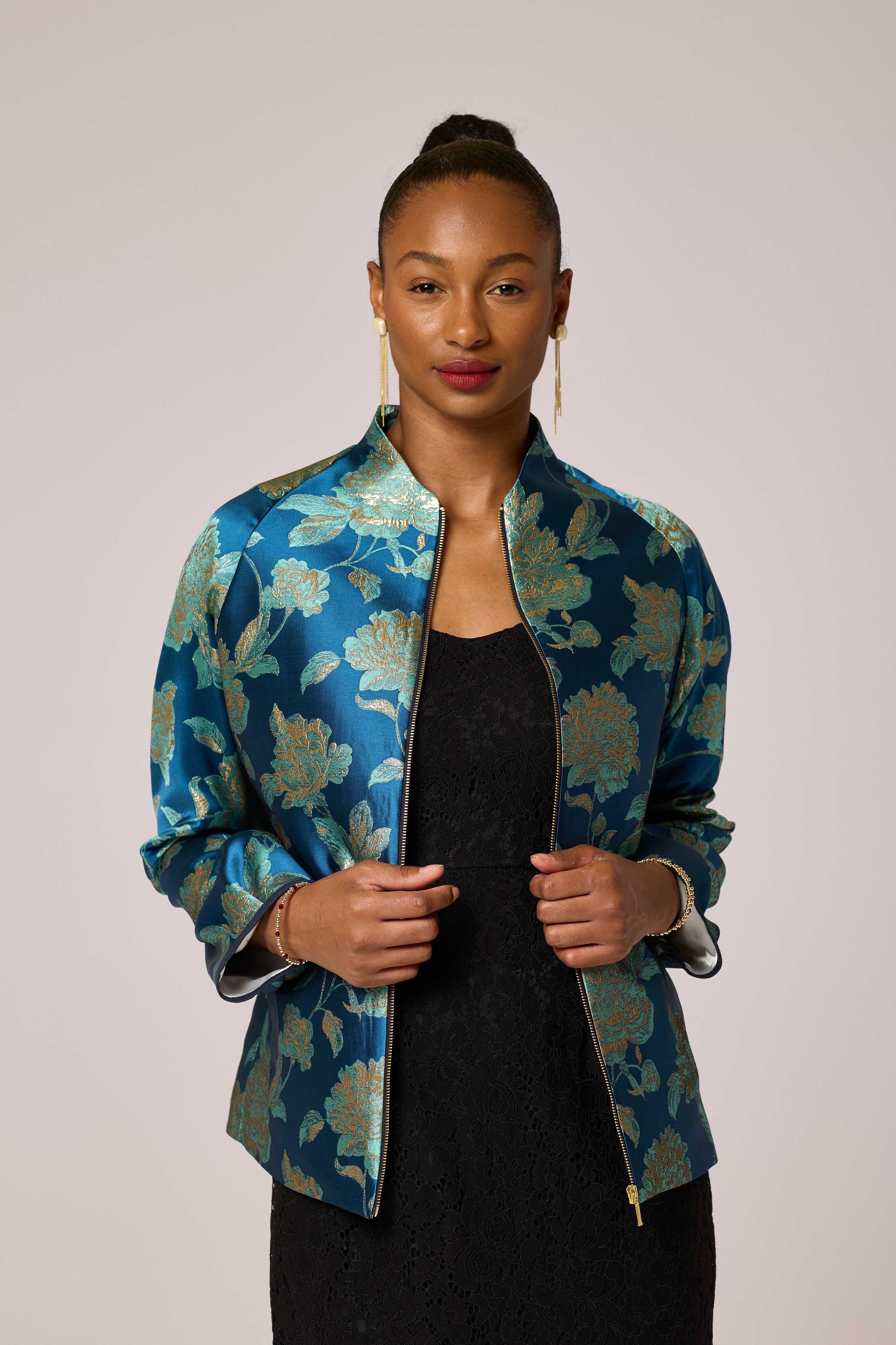 Azure Bloom Brocade Jacket