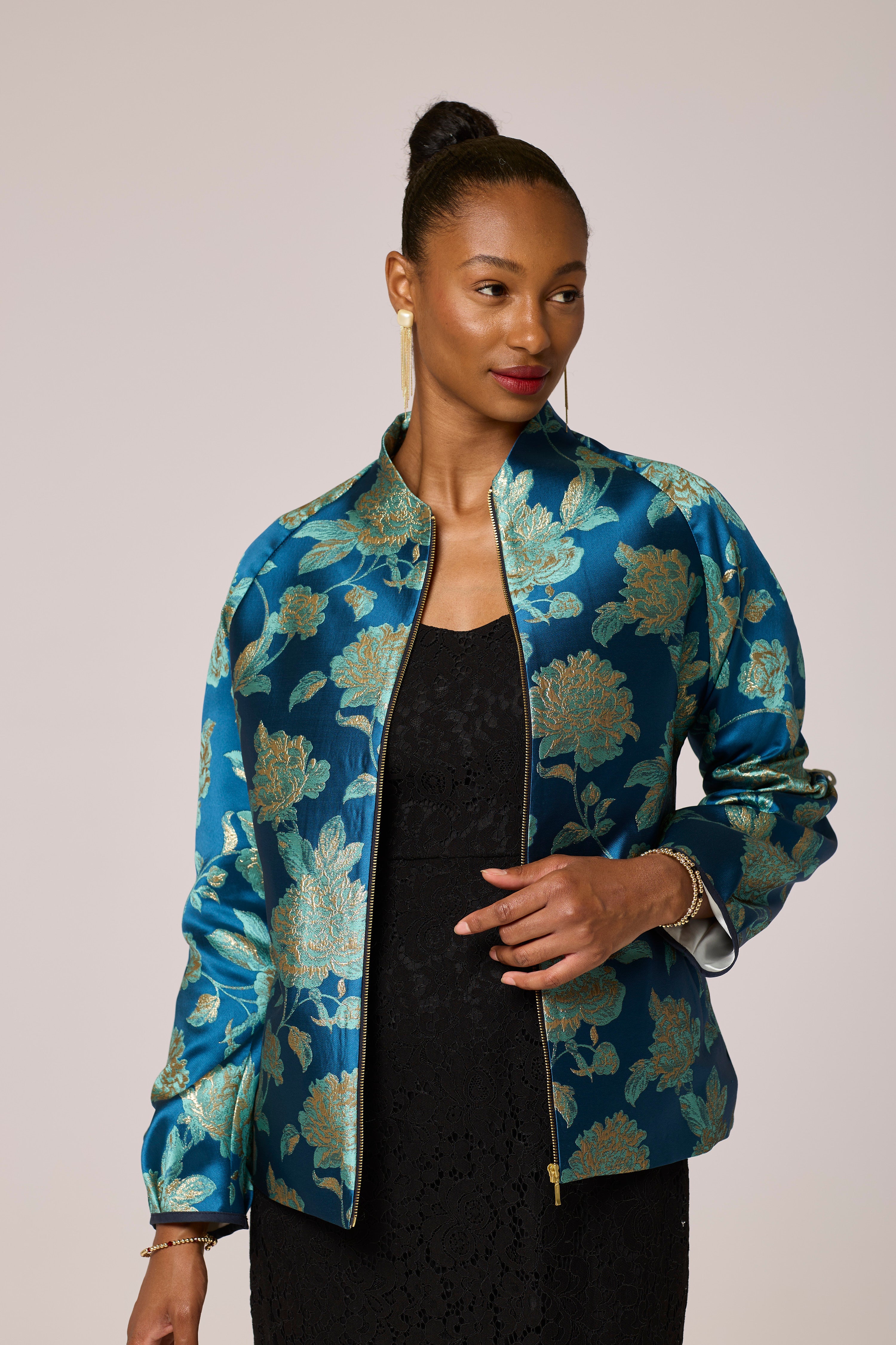 Azure Bloom Brocade Jacket