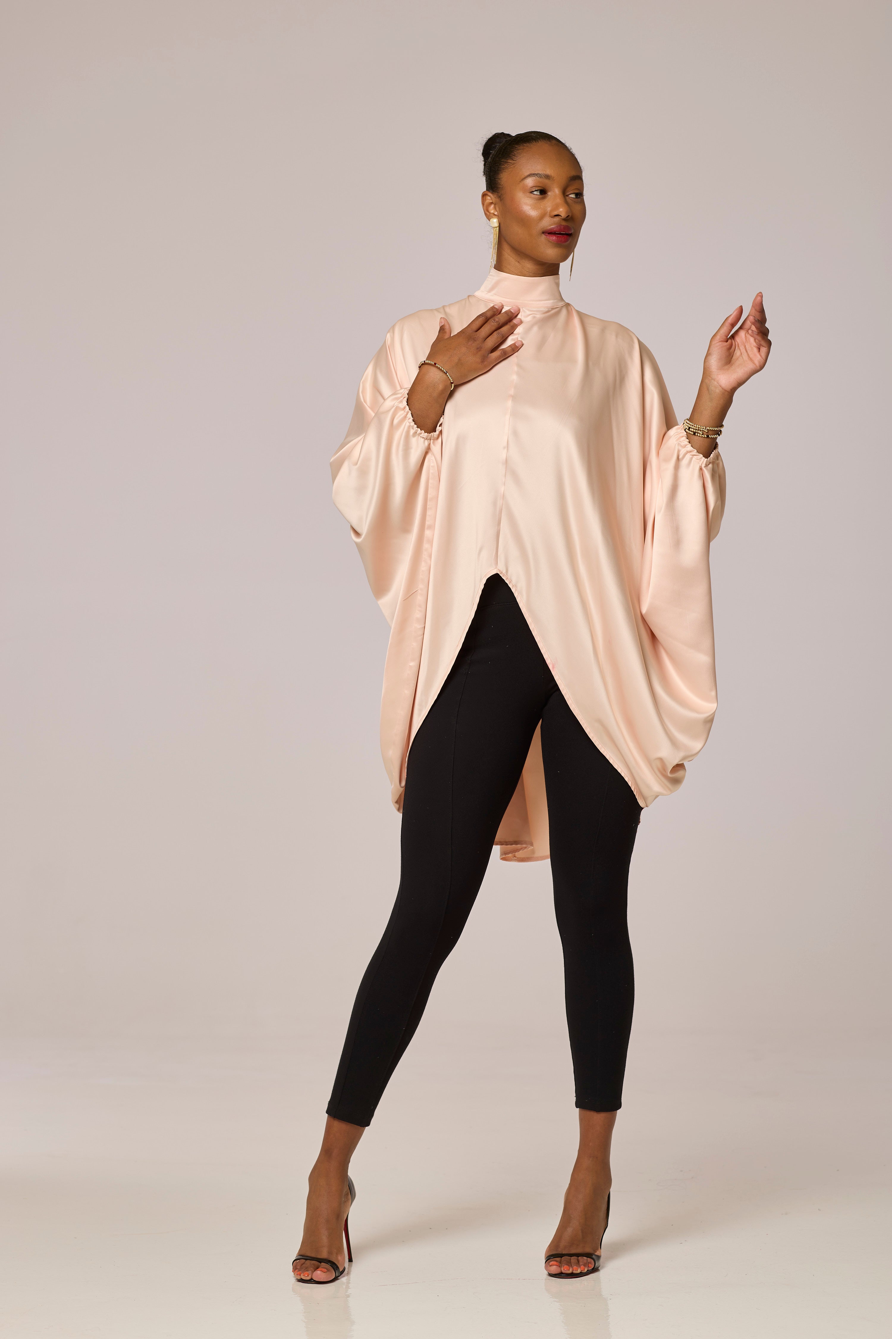 Satin Peach Long Tunic