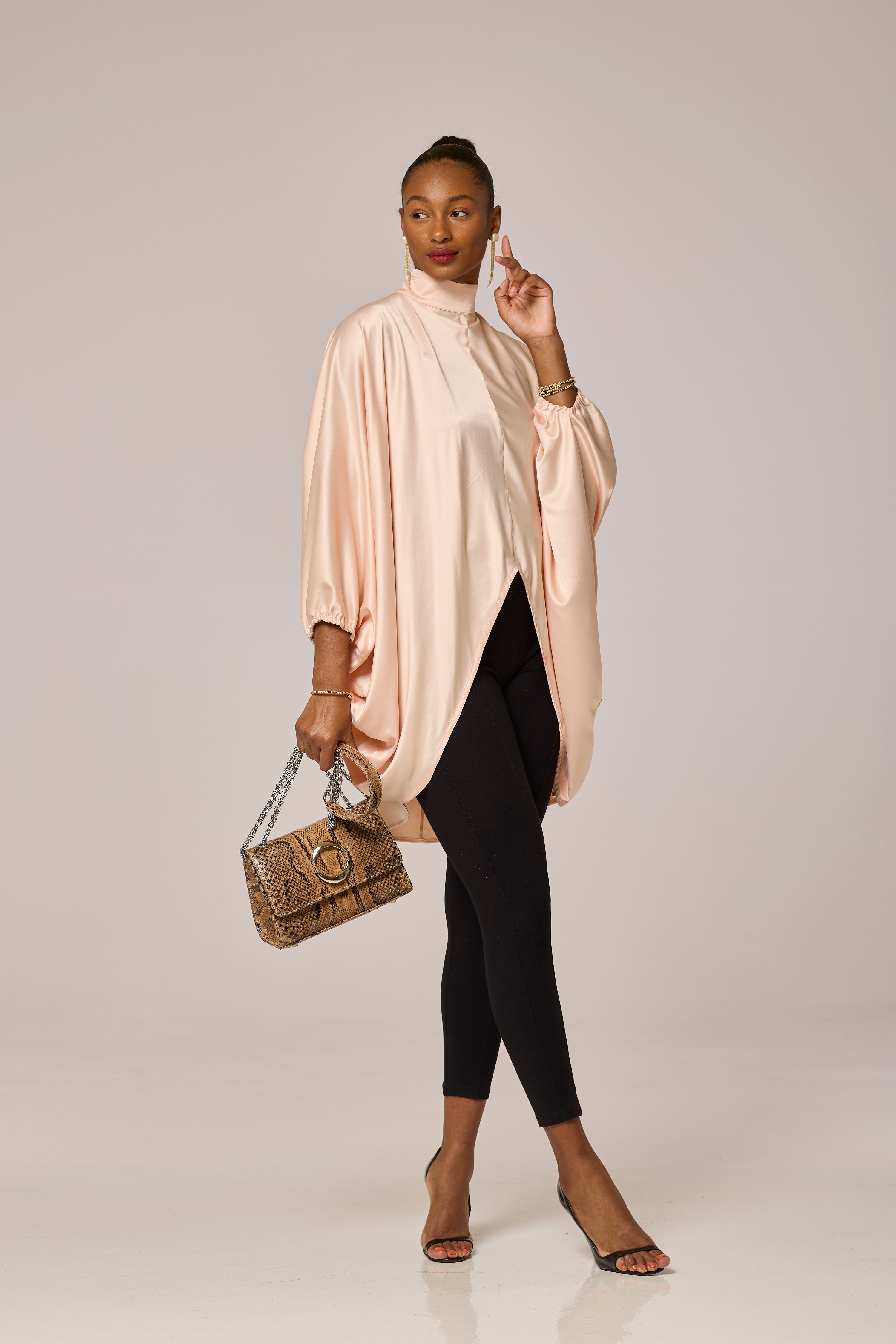 Satin Peach Long Tunic