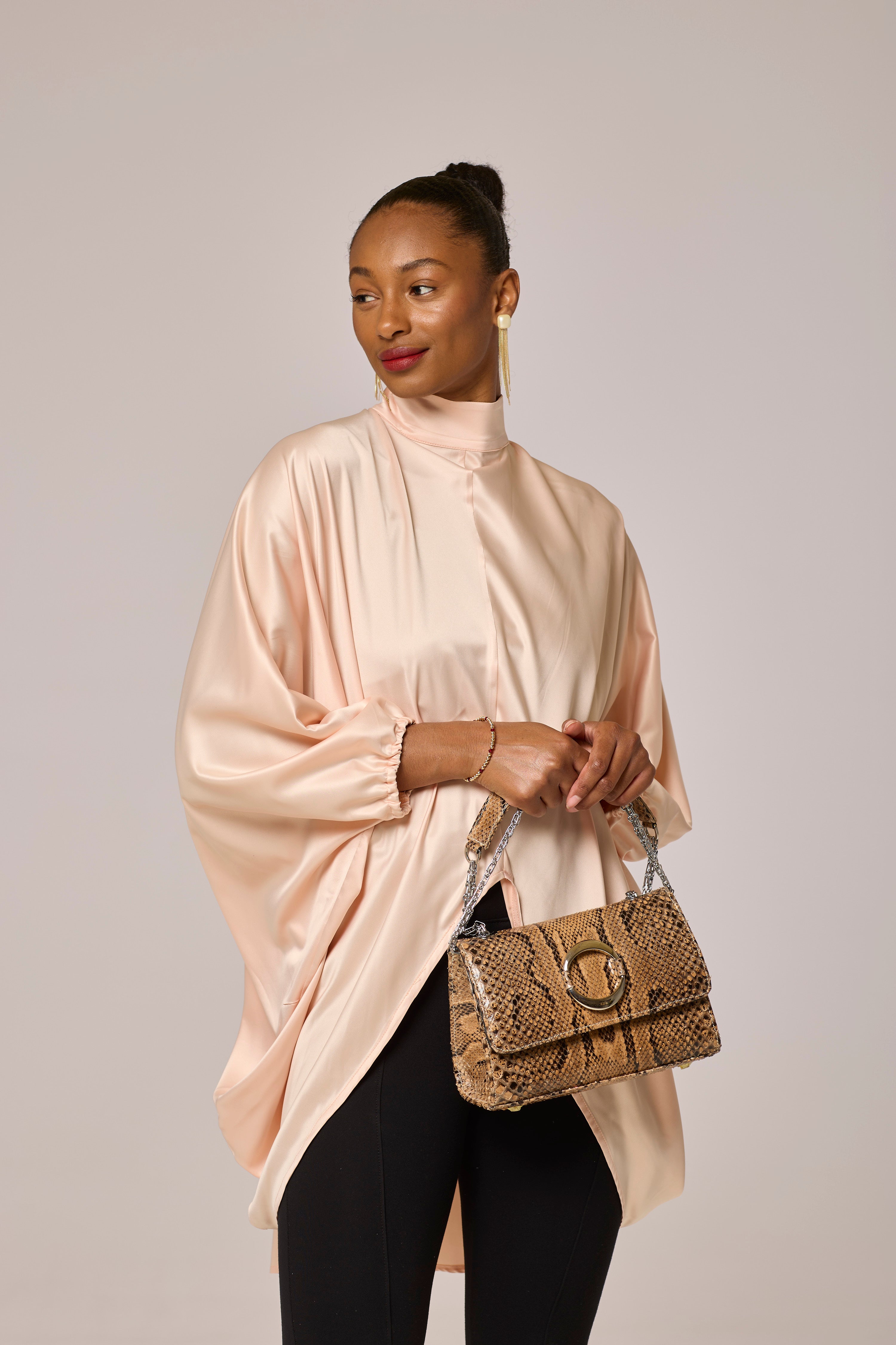 Satin Peach Long Tunic