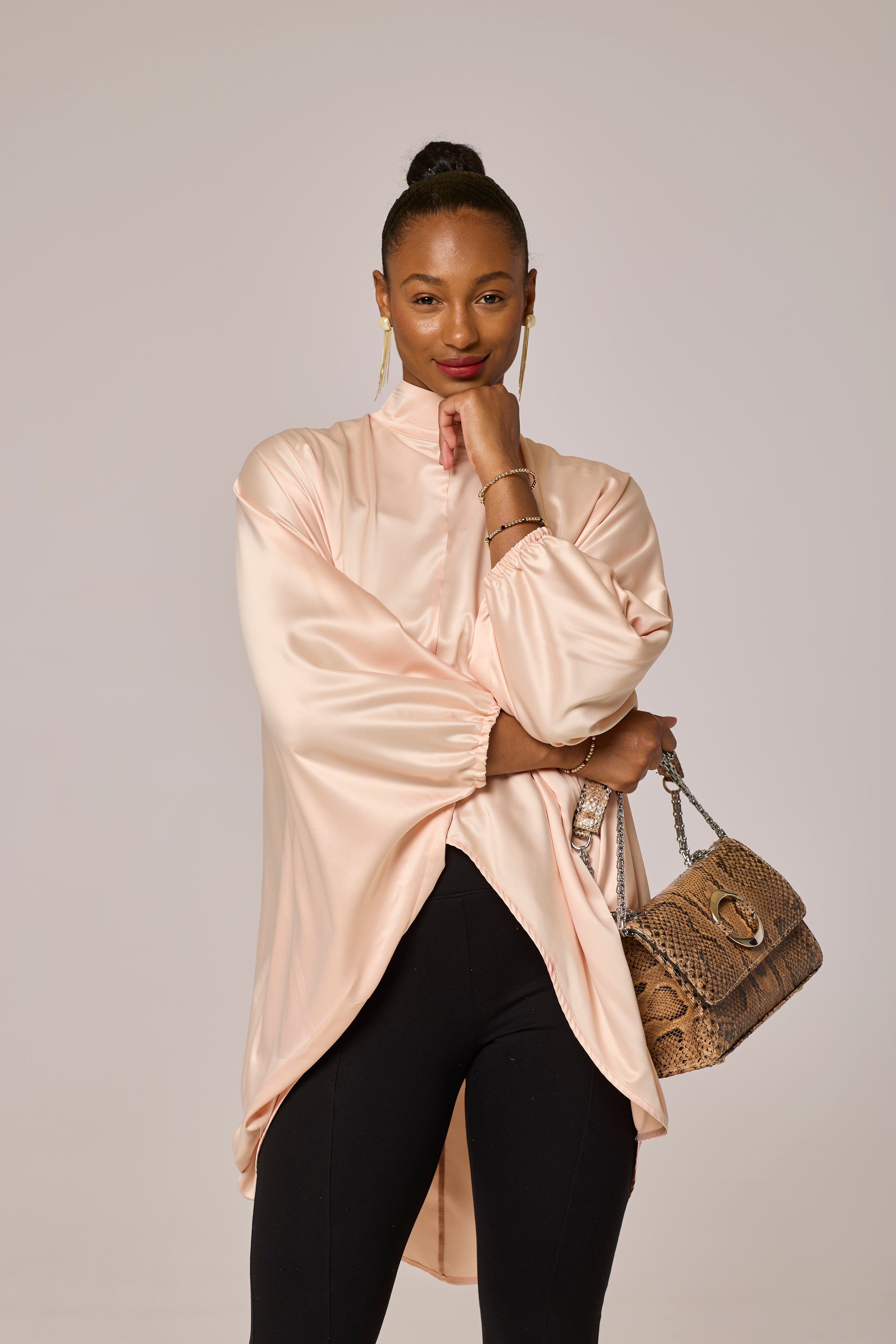 Satin Peach Long Tunic