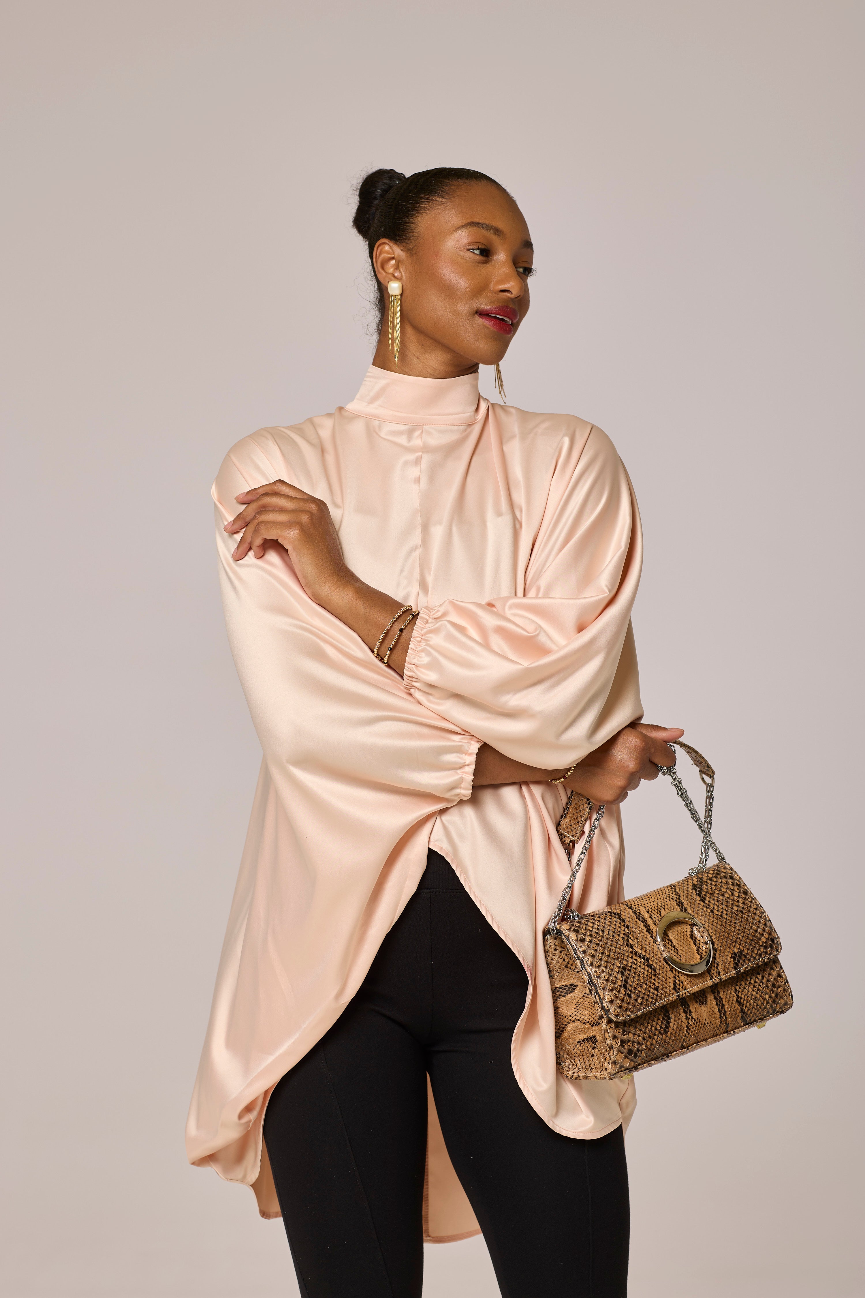 Satin Peach Long Tunic