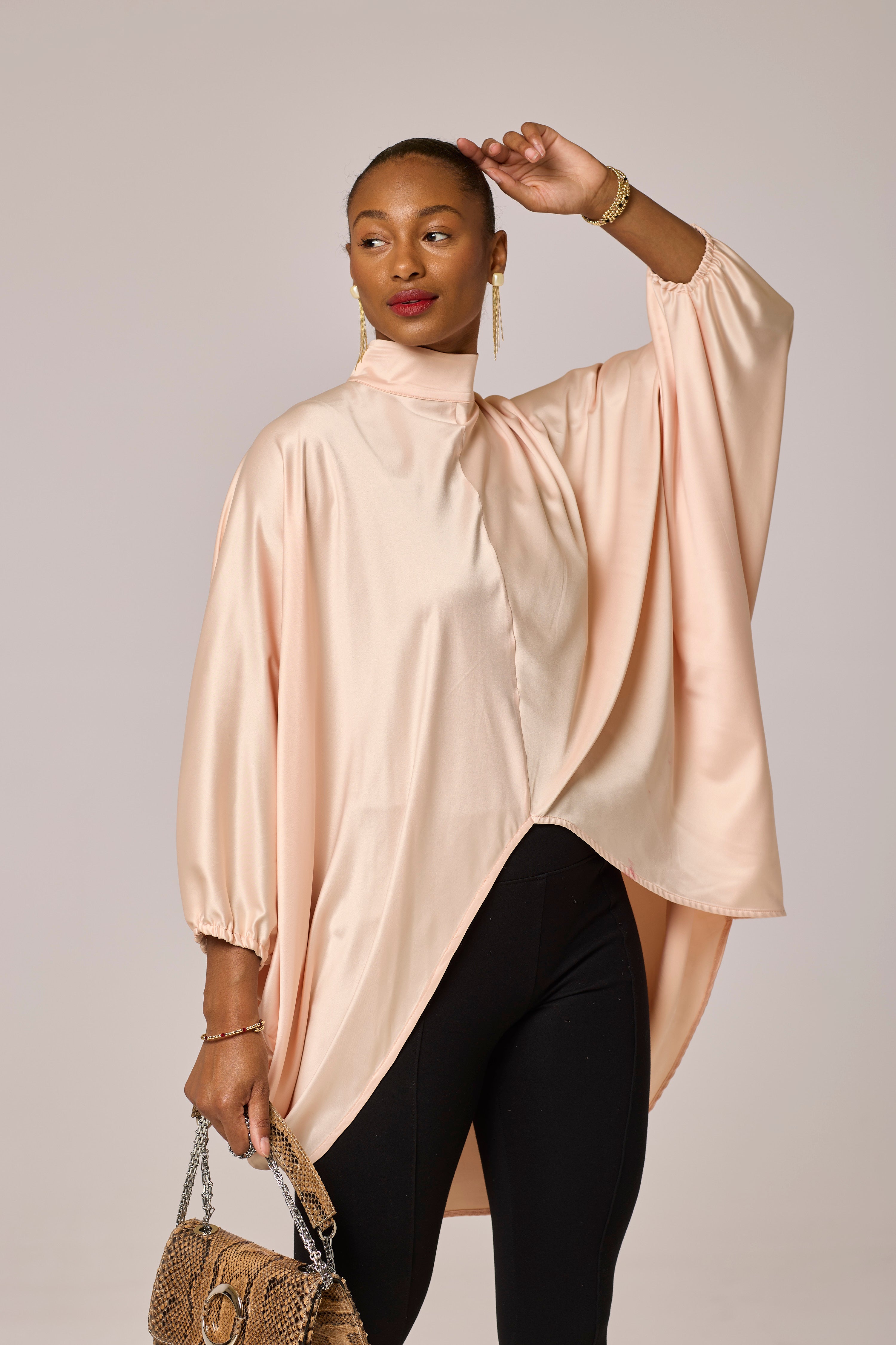 Satin Peach Long Tunic