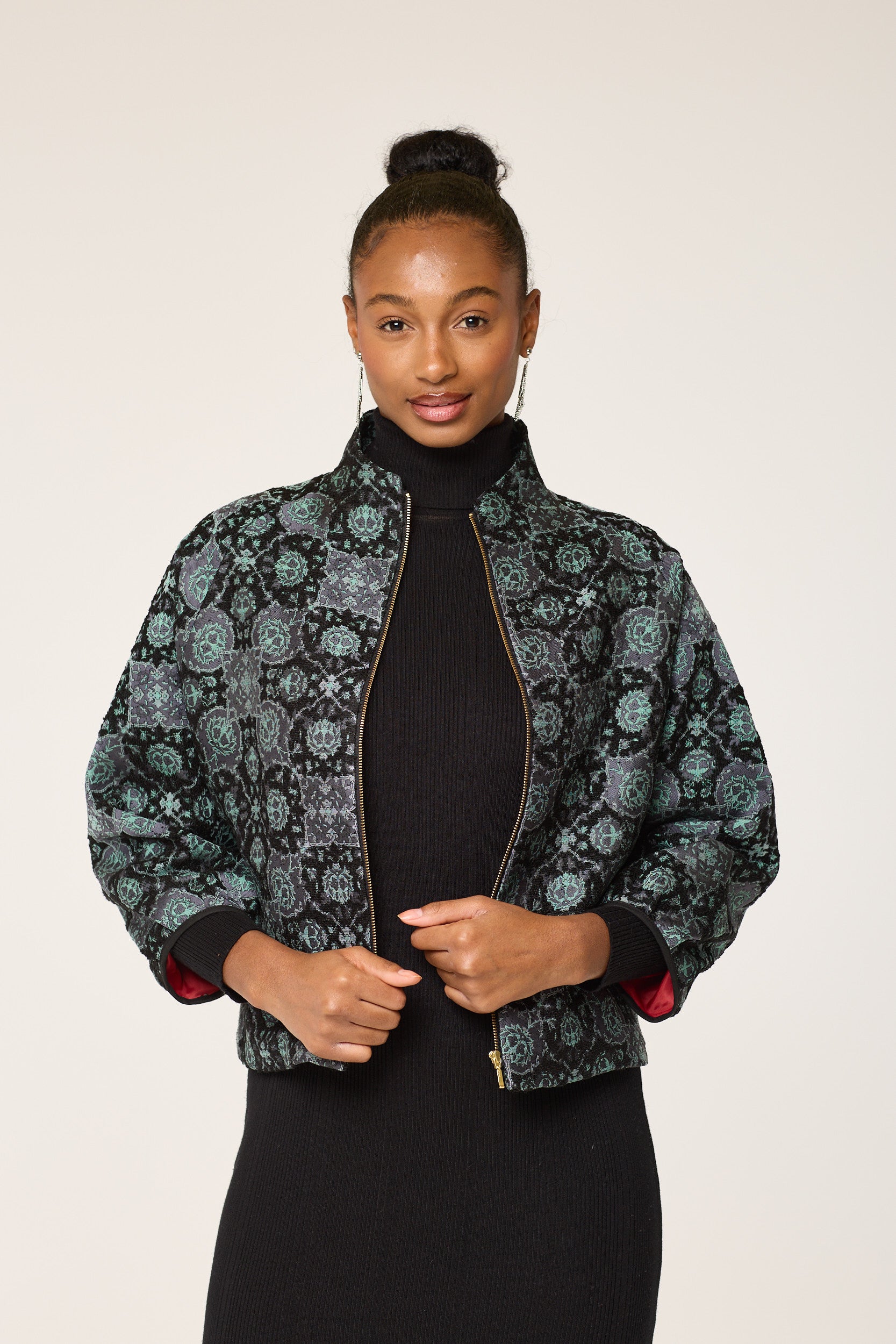 Black and Green Lion Pattered Jacket