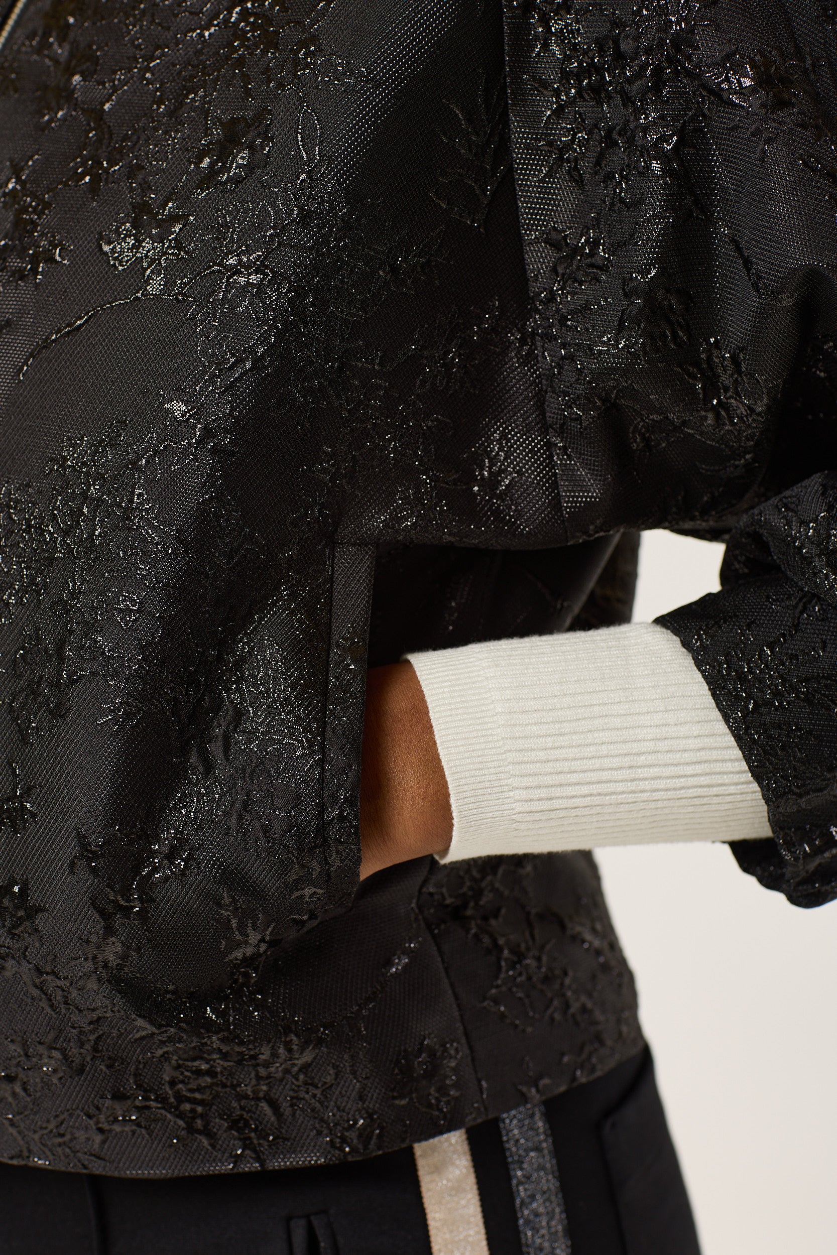 The Black Embossed flowery Hoodie