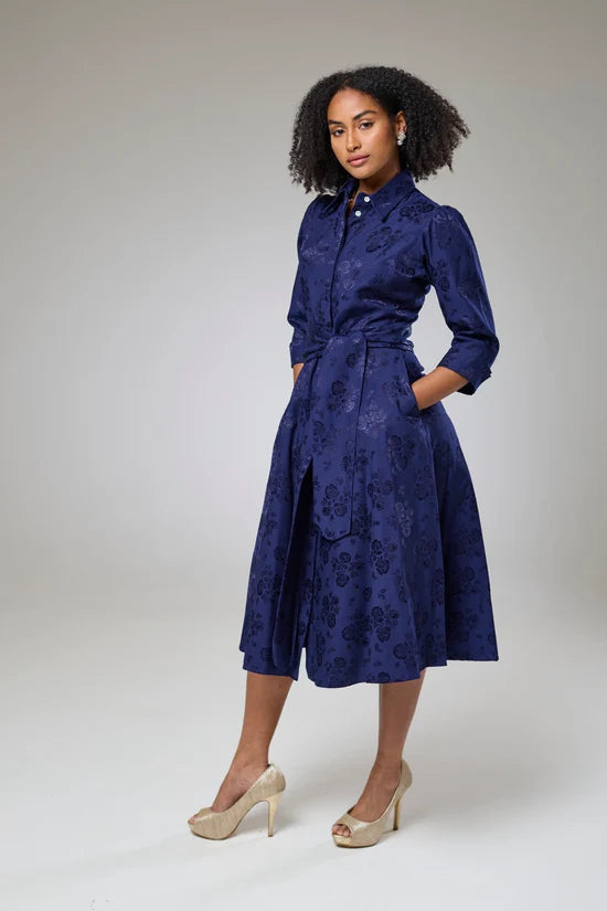 Royal Blue Petals Sleeved Dress