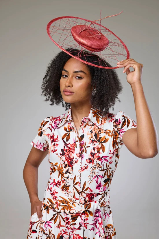 Blooming Pink Flora Short Sleeve Shirt Dress