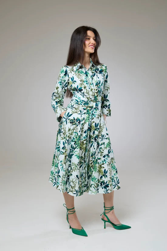 Flourish Green Flora Sleeved Dress
