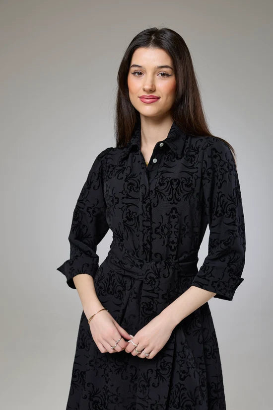 Vintage Black Velvet Sleeved Dress