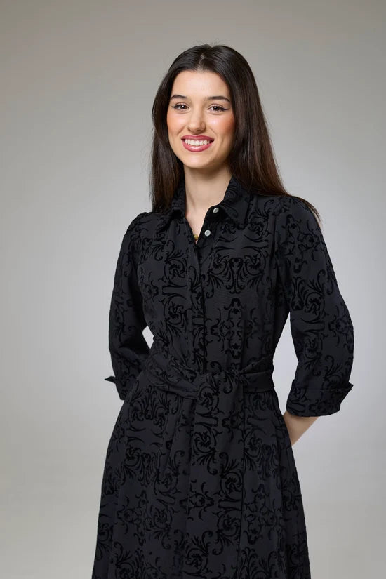 Vintage Black Velvet Sleeved Dress