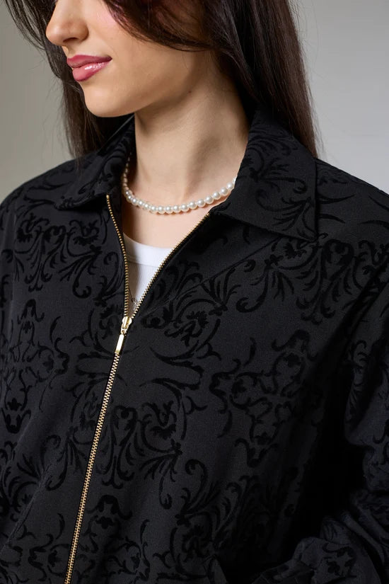 Vintage Black Velvet Bomber Jacket