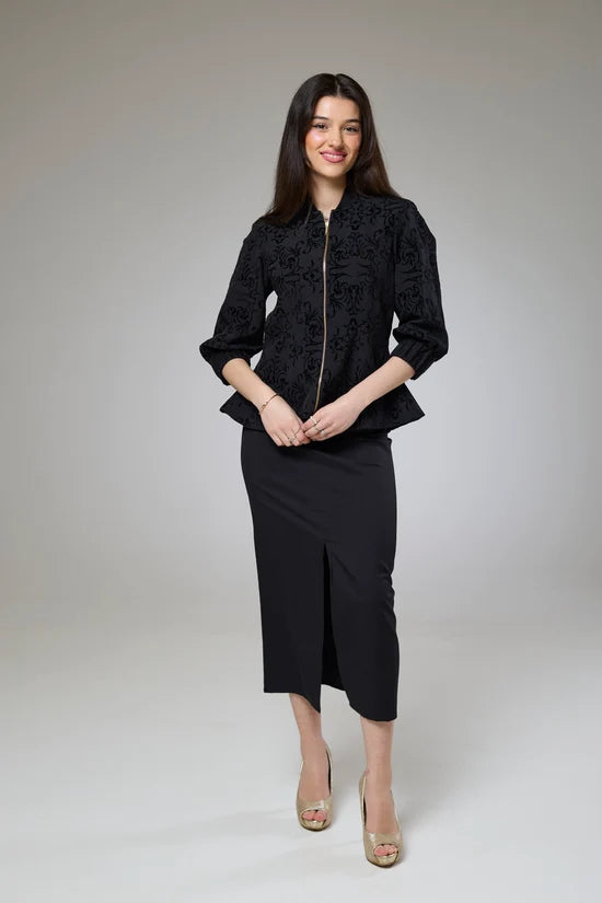 Vintage Black Velvet Fitted Jacket Blouse