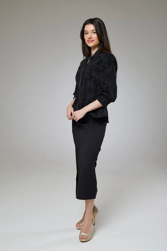 Vintage Black Velvet Fitted Jacket Blouse
