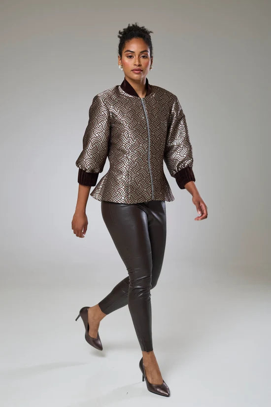 Dazzle Chocolate Shimmery Fitted Jacket Blouse
