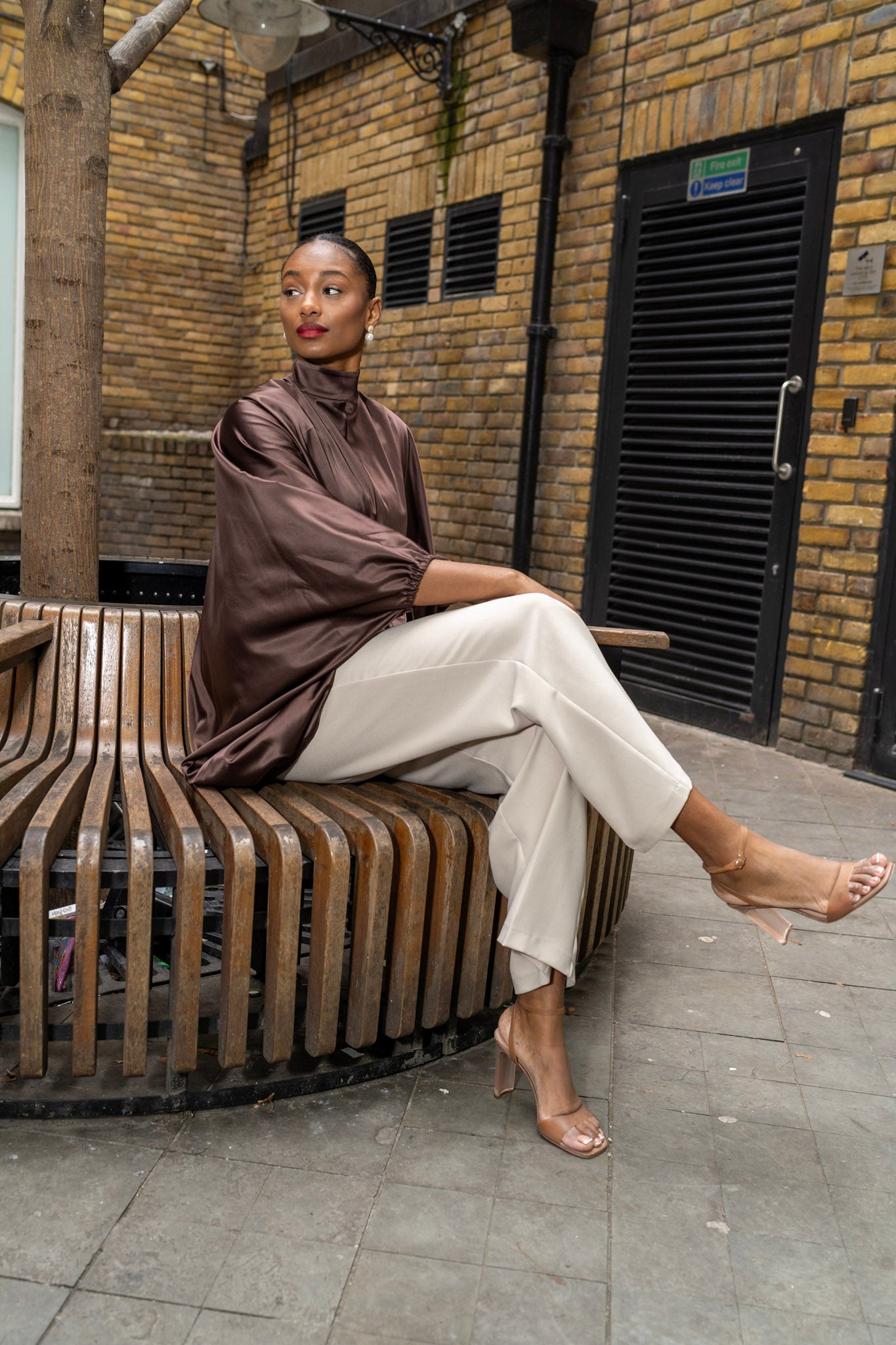 Brown Satin Tunic - Long