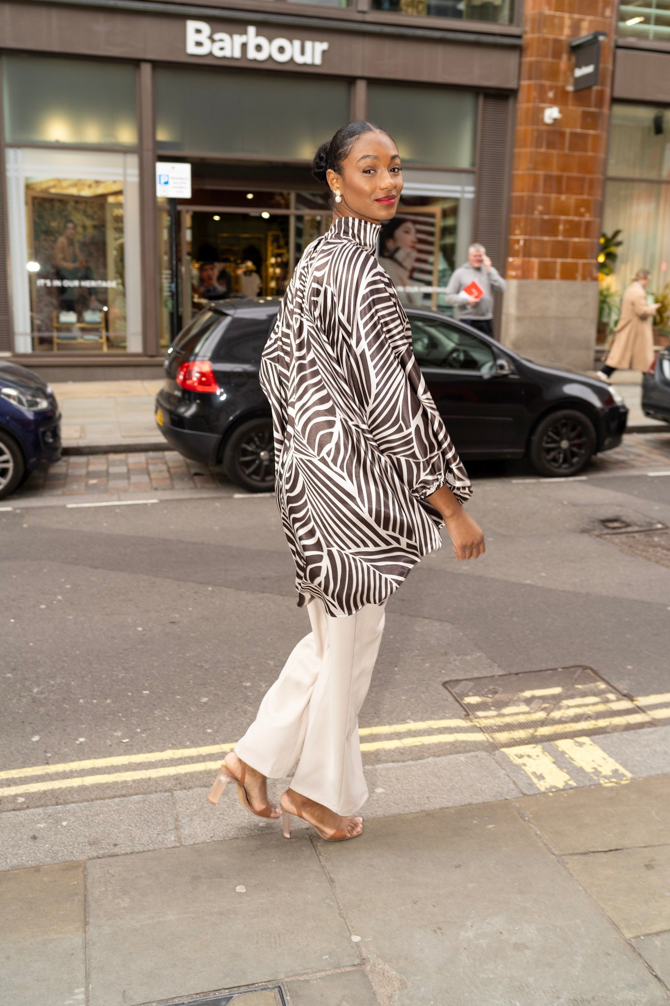 Brown and cream Palm leaves long Tunic