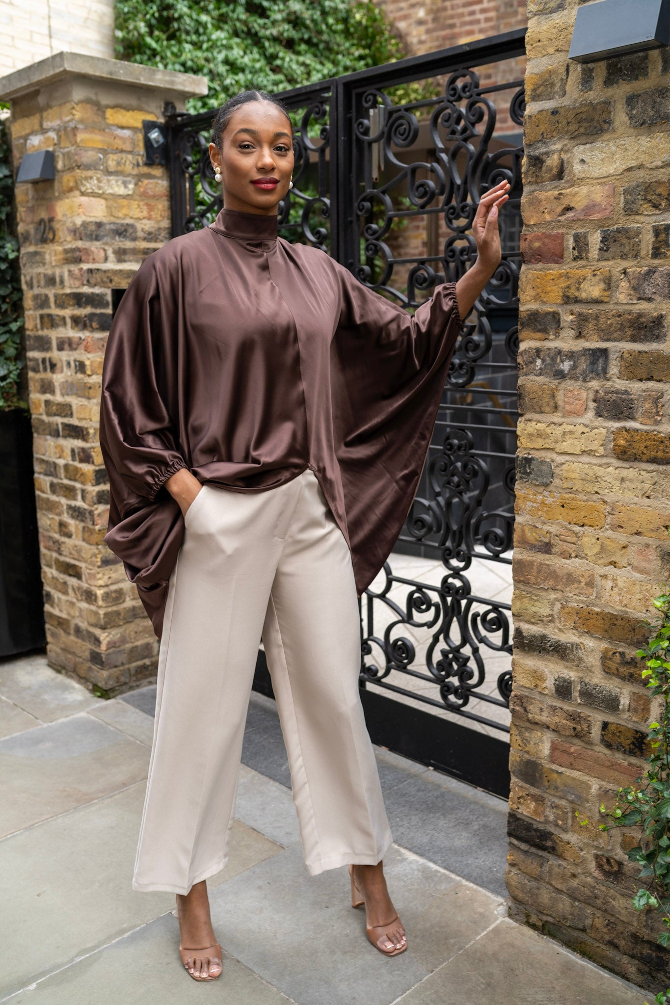 Brown Satin Tunic - Long