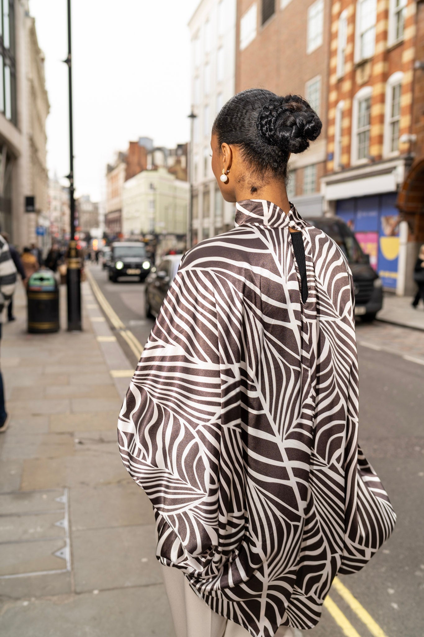 Brown and cream Palm leaves long Tunic
