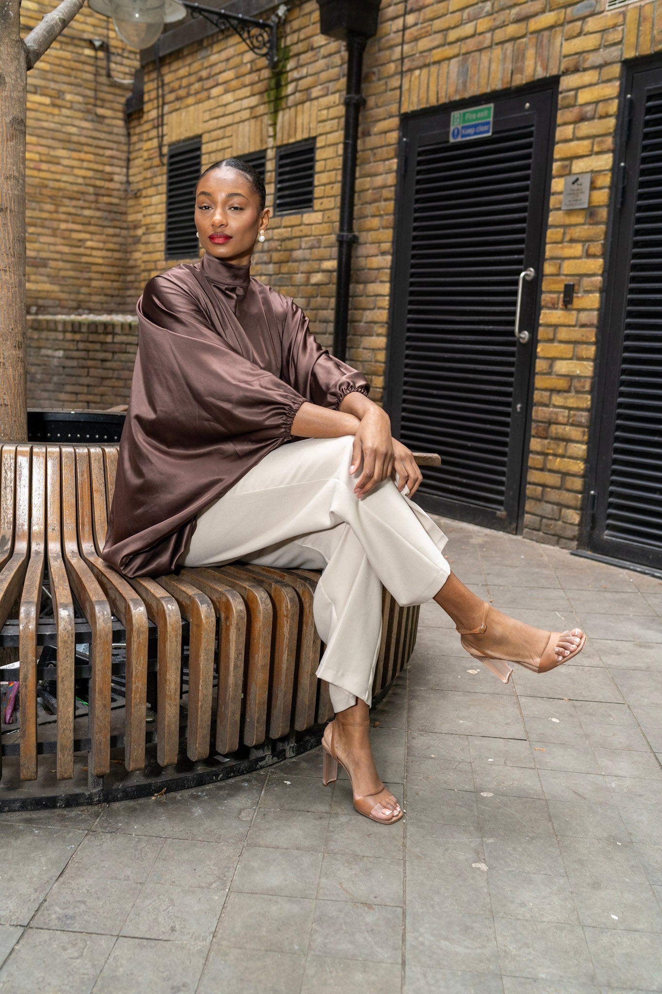 Brown Satin Tunic - Long