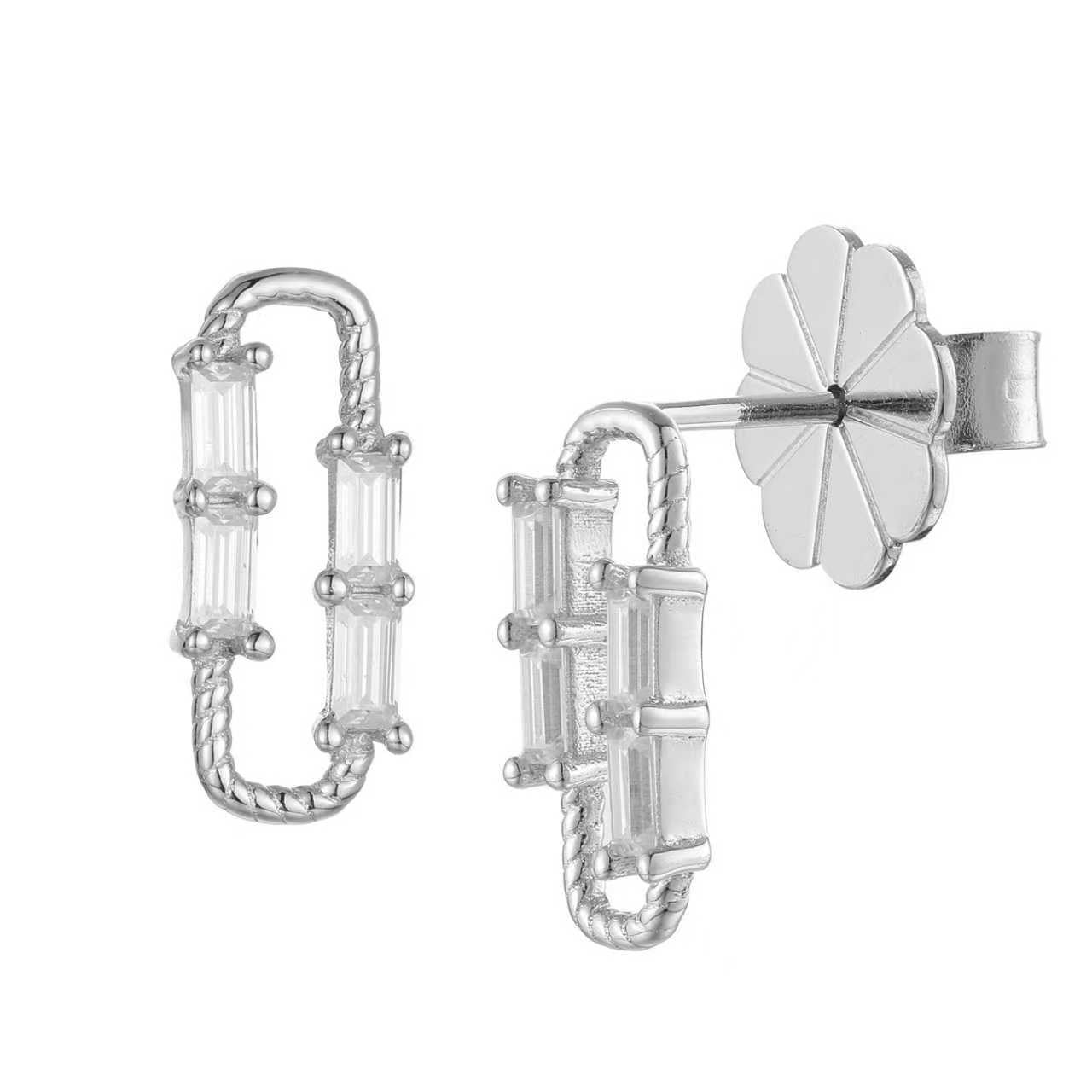 Rina Earrings - Solid 925 Sterling Silver, Rhodium-Plated