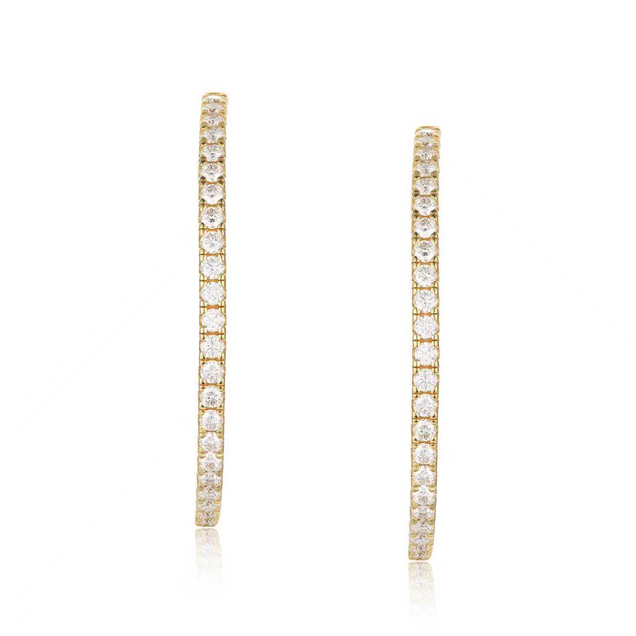 Mira Gold Full Hoop Earrings - 14K Gold Vermeil, Moissanite