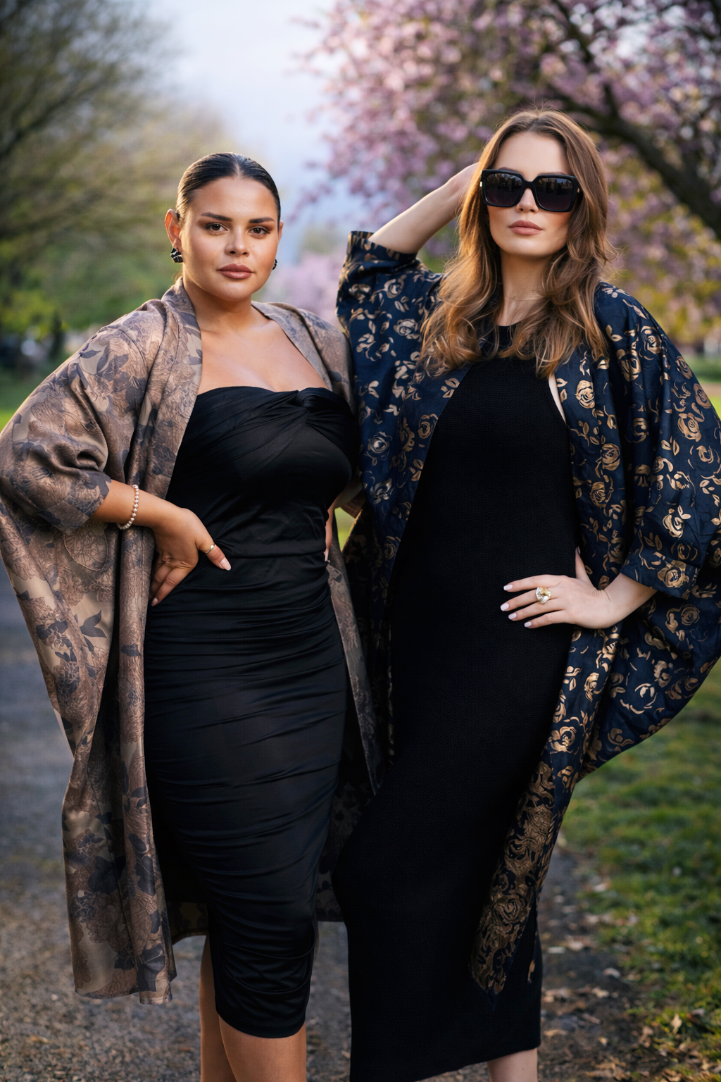 Regal Azure Blossom Kimono Jacket