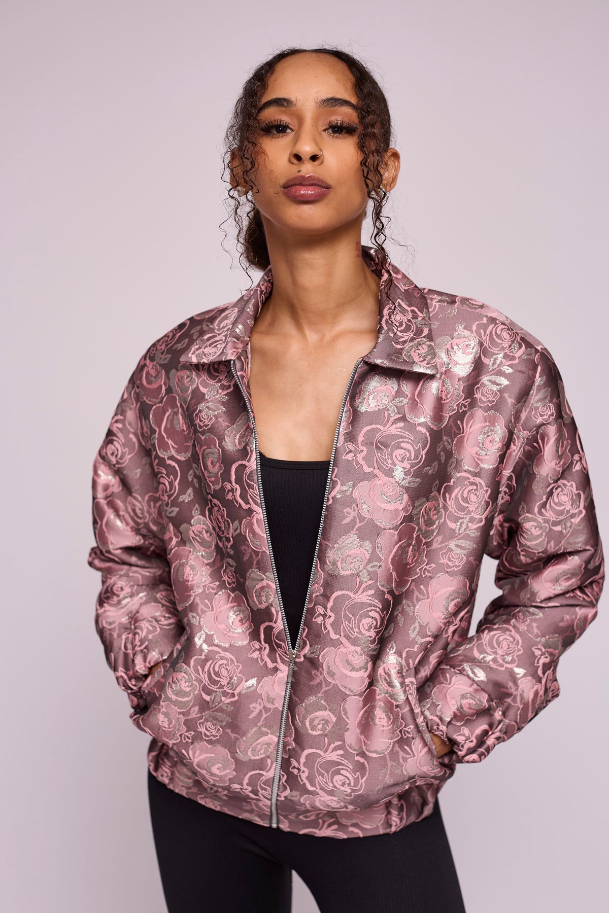 Dusky Silvery Flora Bomber Jacket
