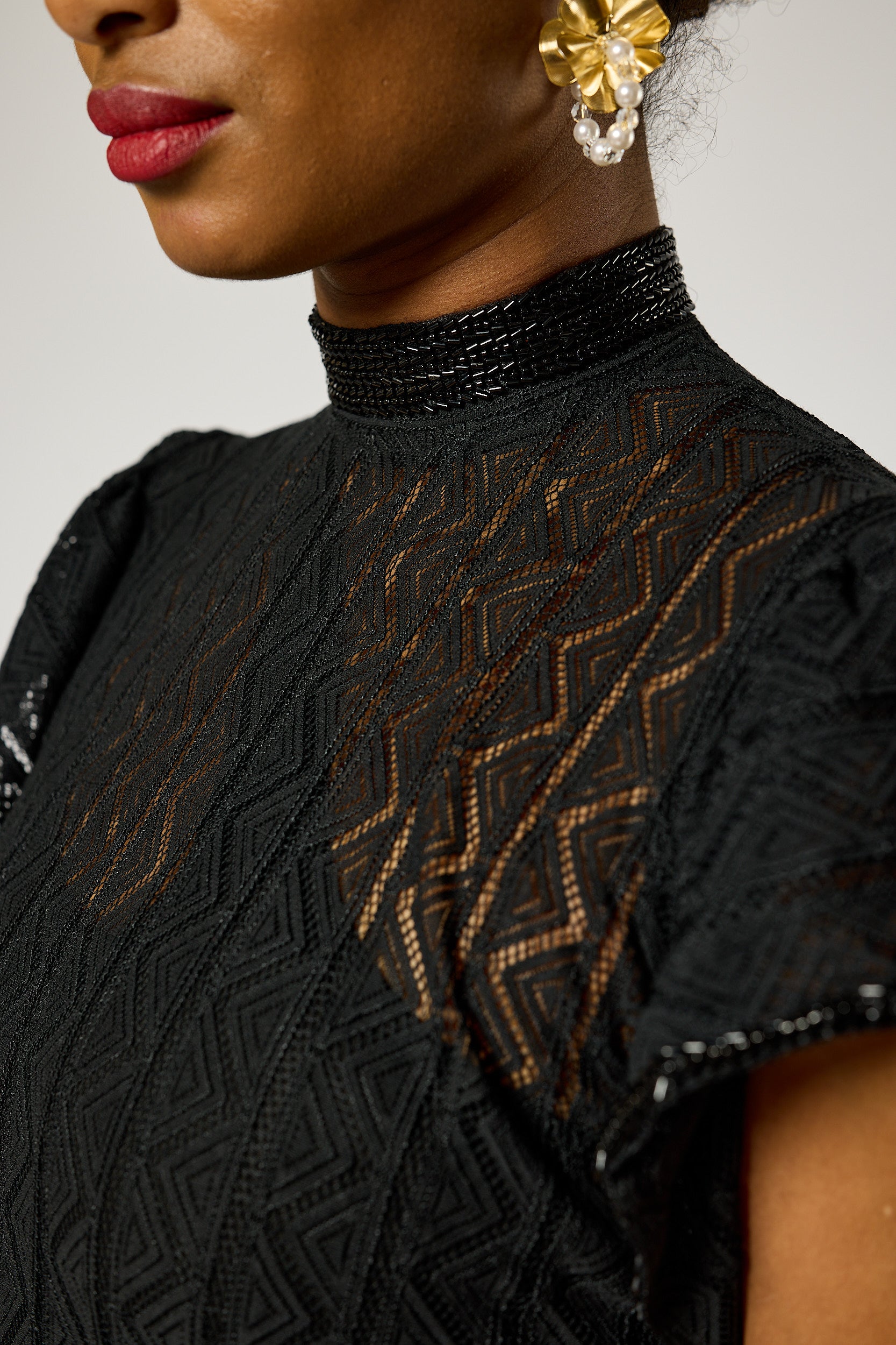 Signature Ebony Lace Hand - Beaded Blouse