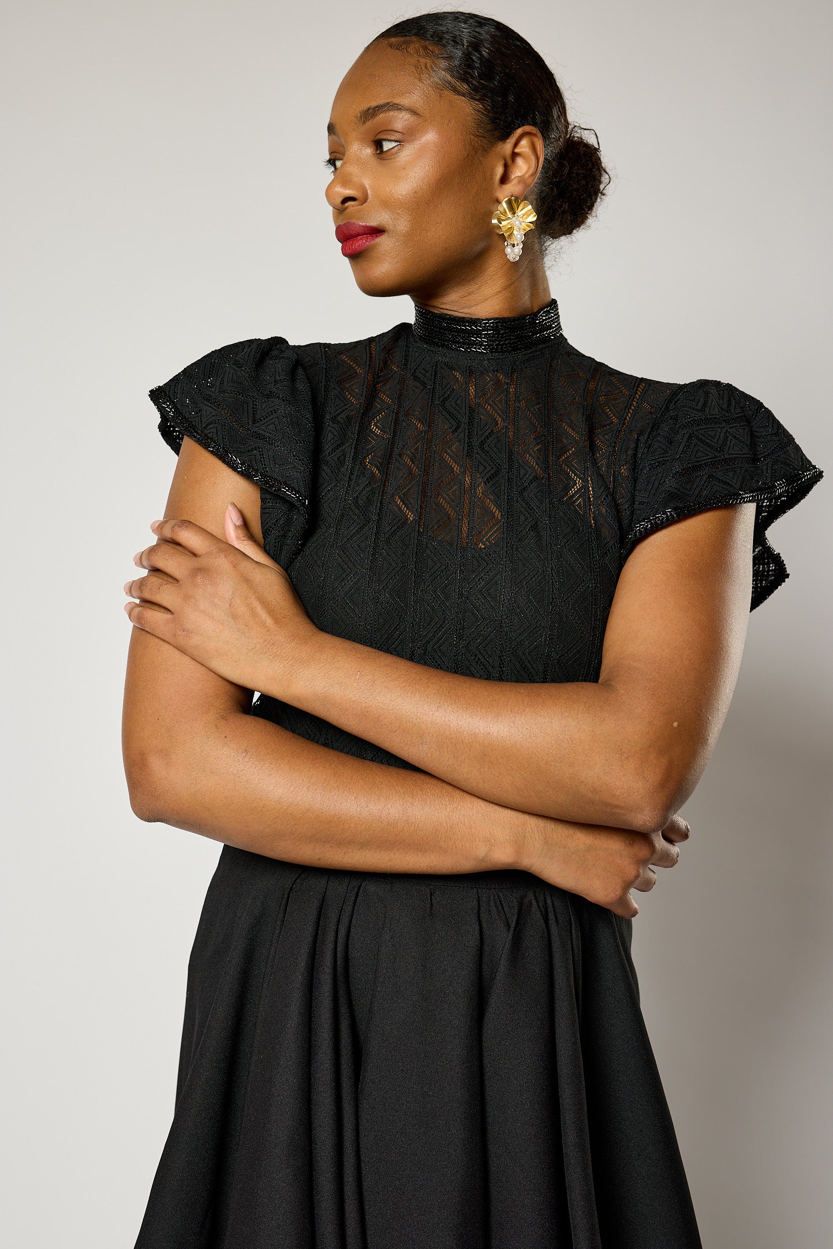 Signature Ebony Lace Hand - Beaded Blouse