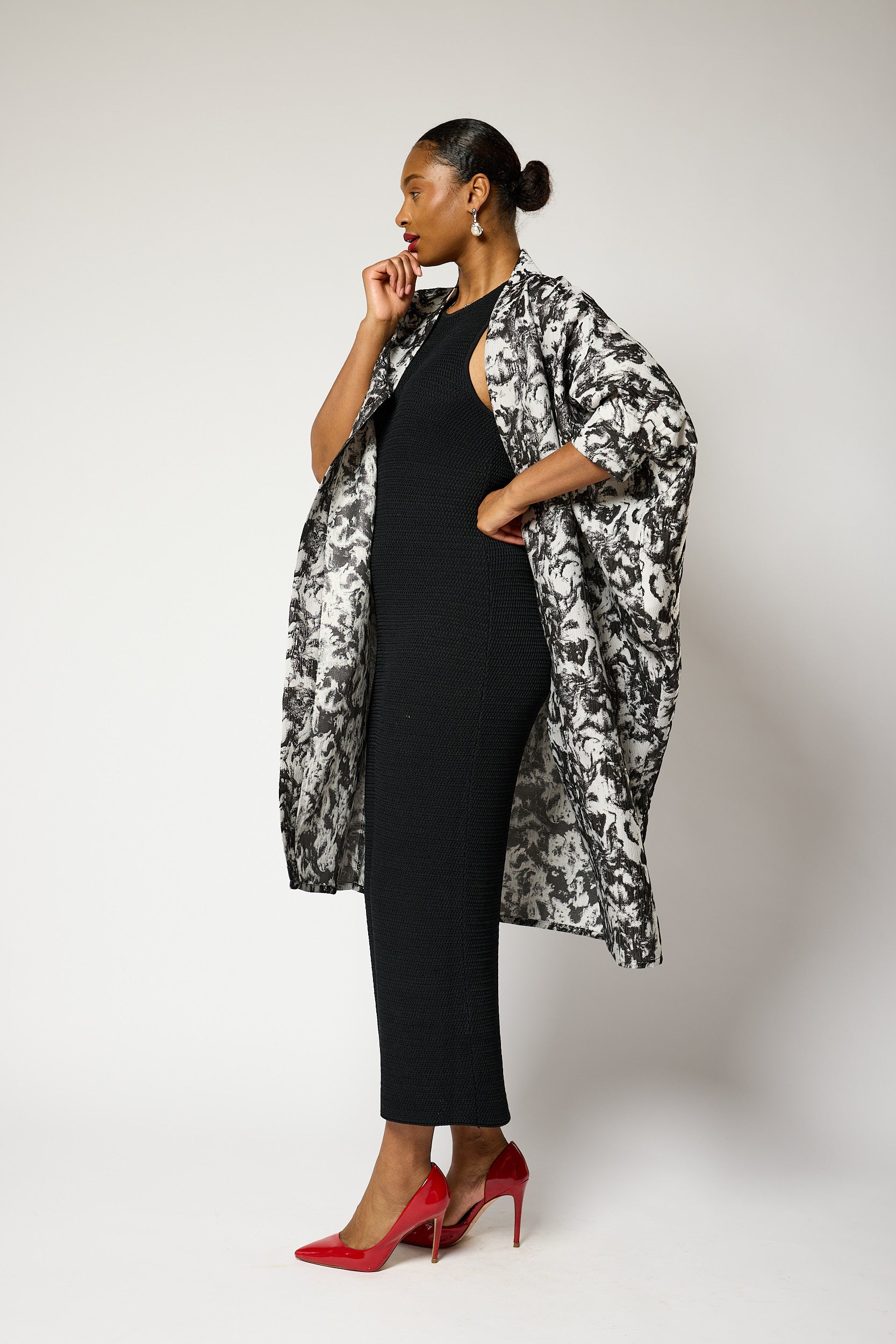 Monochrome Brocade Kimono Jacket