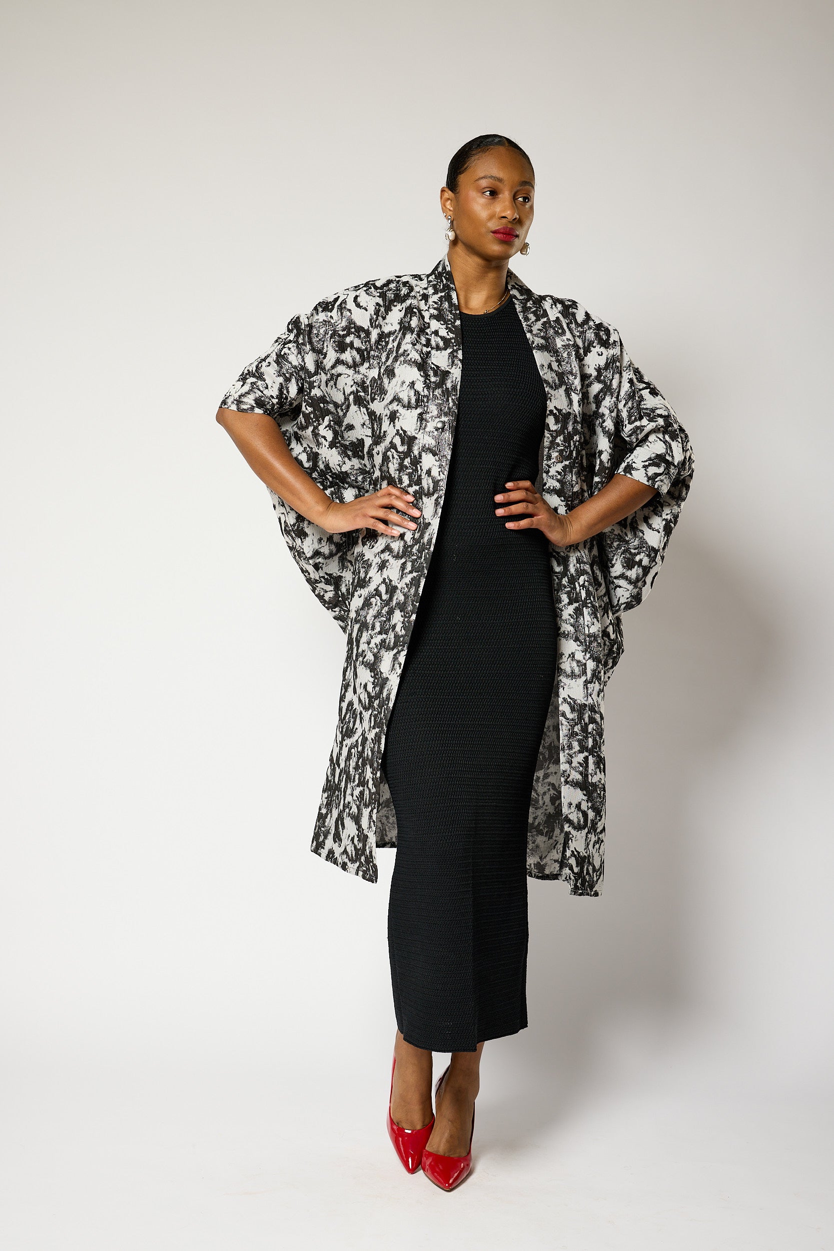 Monochrome Brocade Kimono Jacket