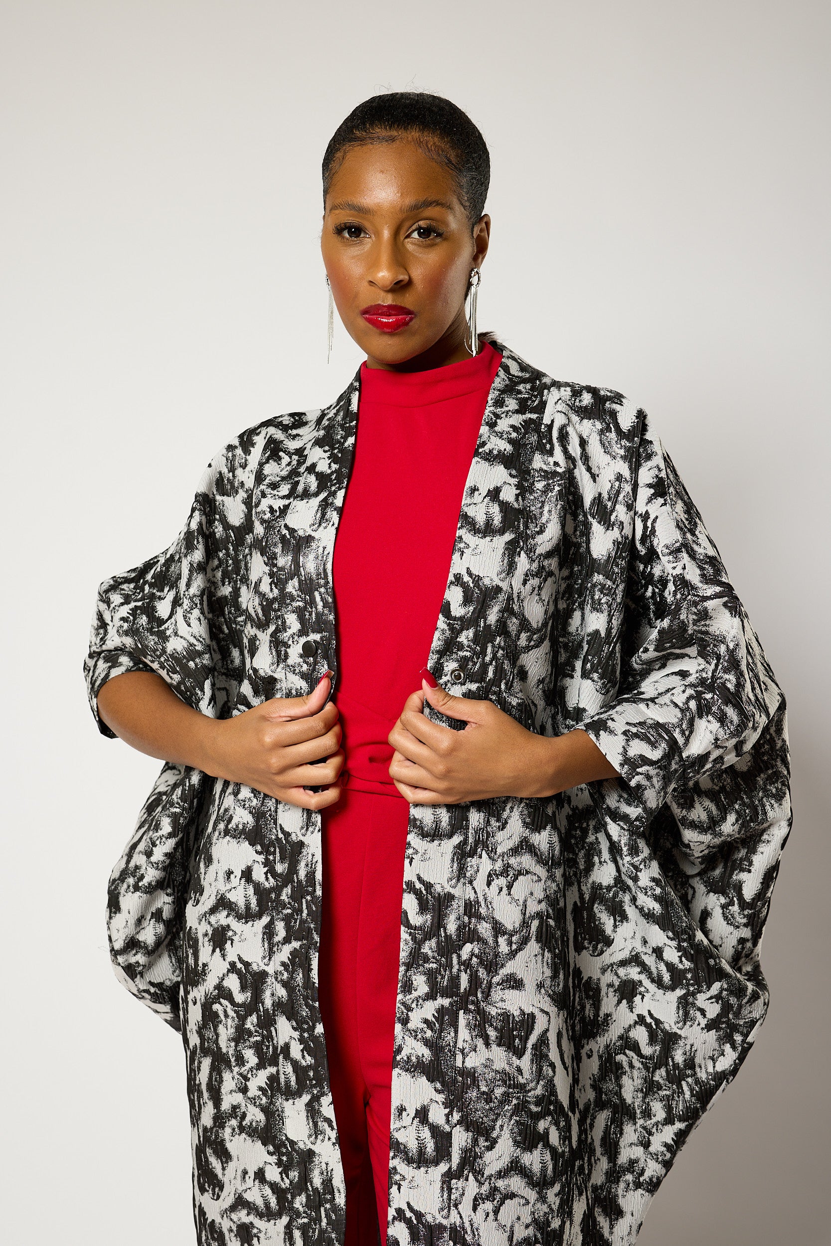 Monochrome Brocade Kimono Jacket
