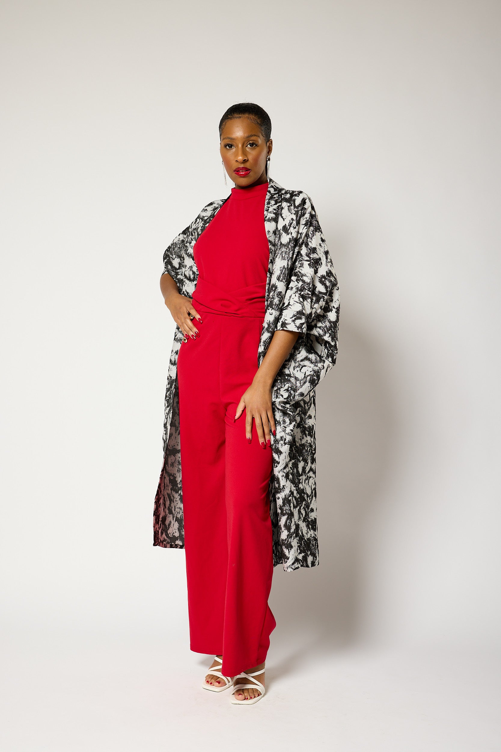 Monochrome Brocade Kimono Jacket