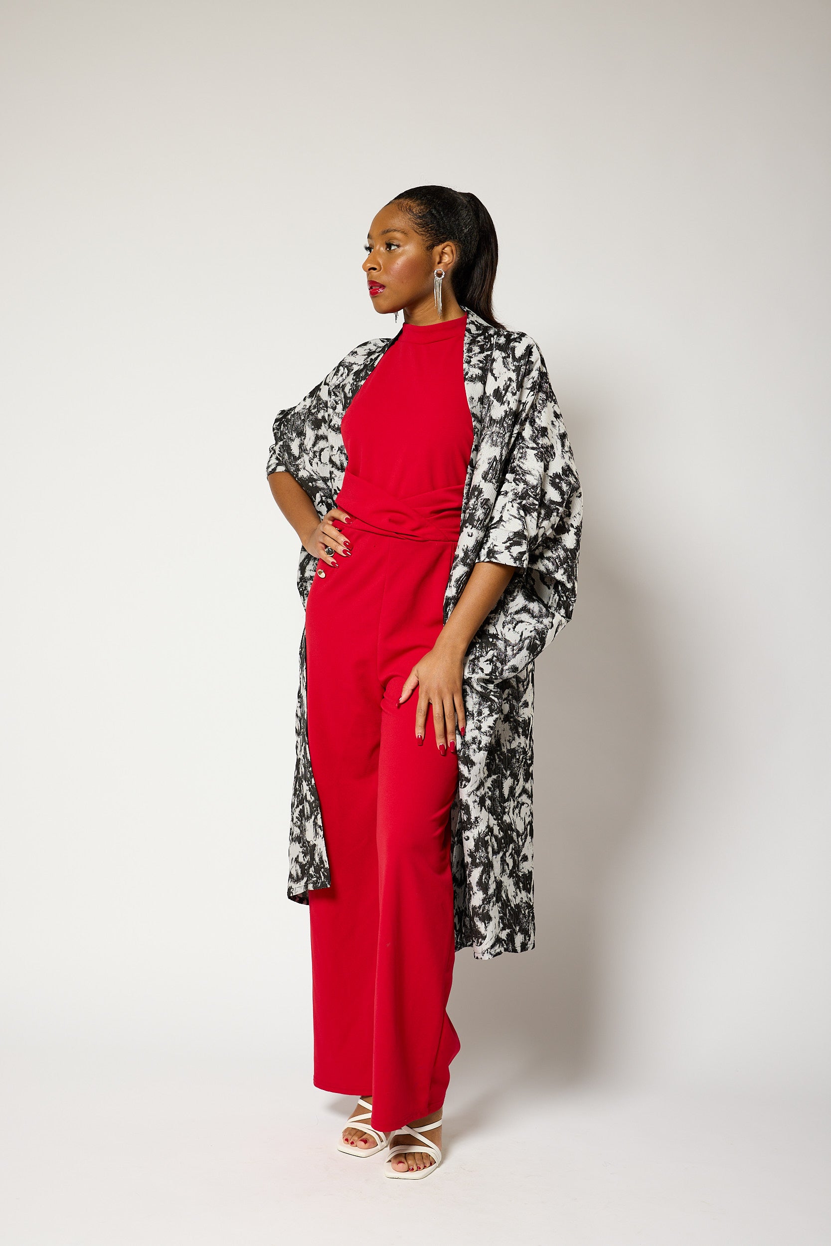 Monochrome Brocade Kimono Jacket