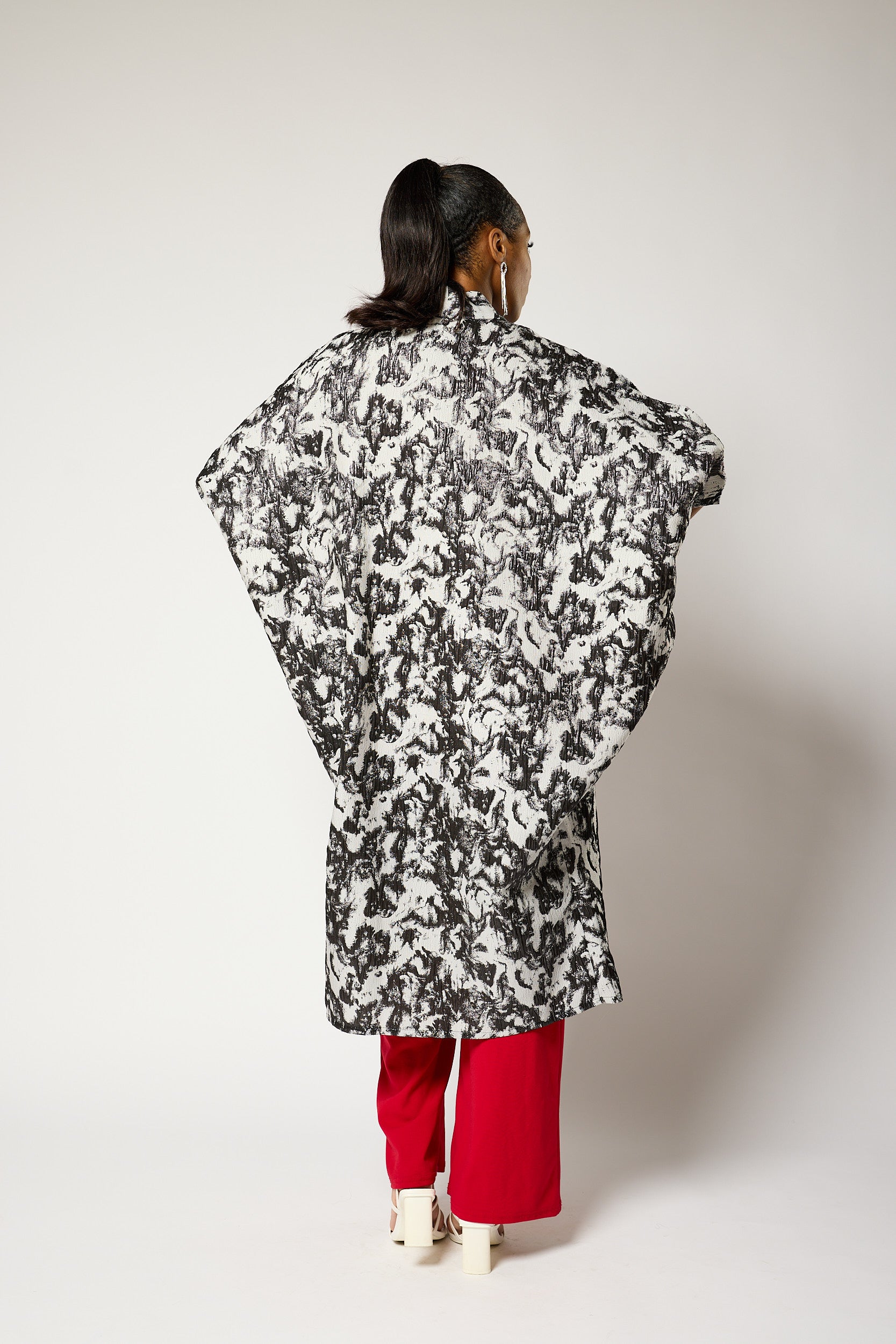 Monochrome Brocade Kimono Jacket