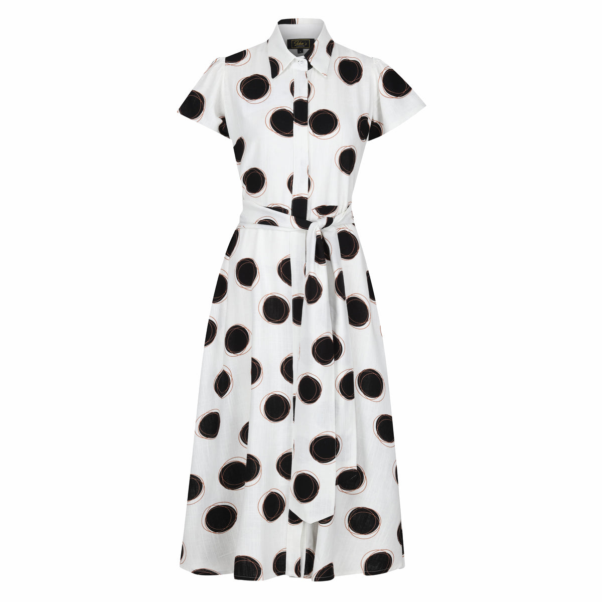 Absolute Polka Dot Linen Short Sleeve Shirt Dress