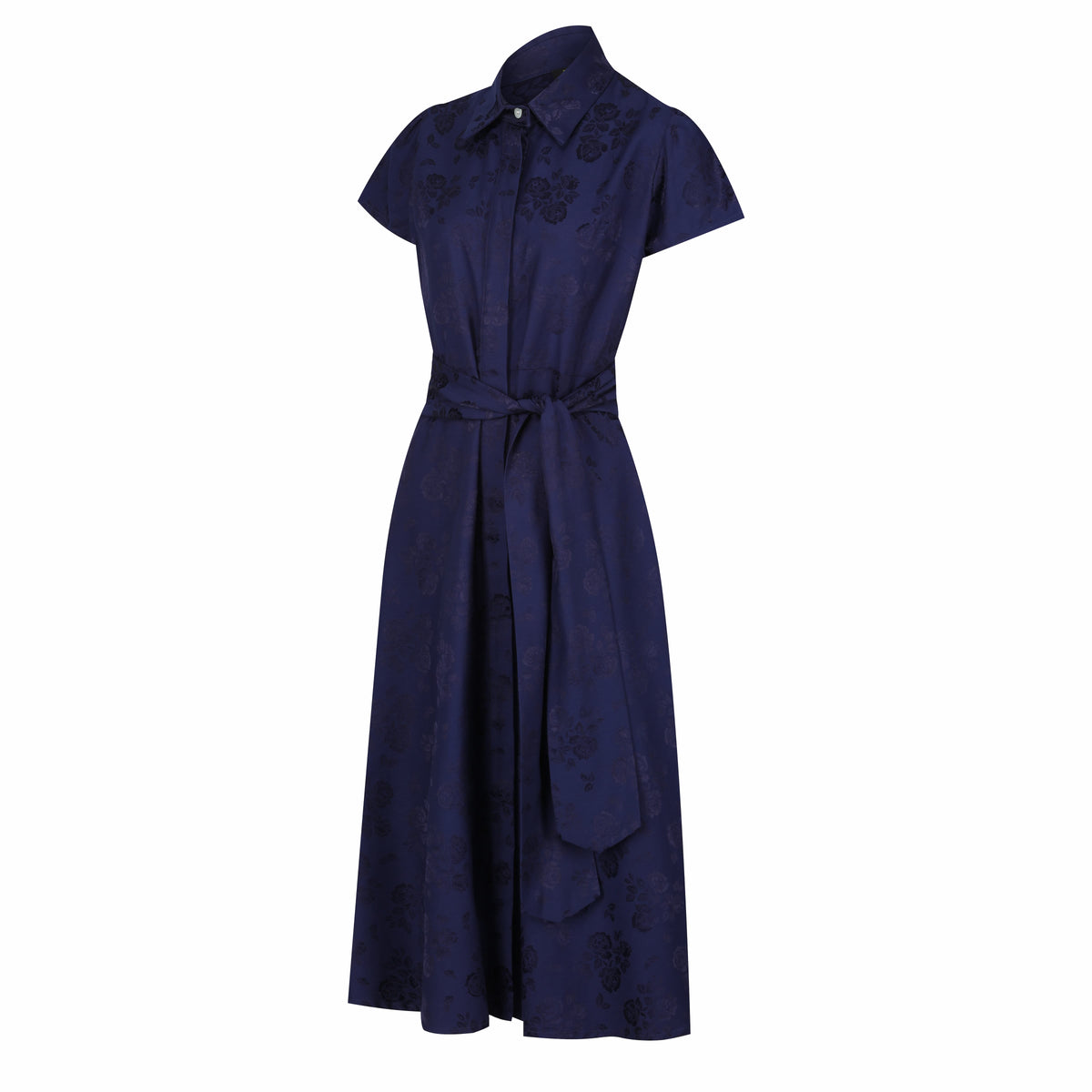 Royal Blue Petals Short Sleeve Shirt Dress