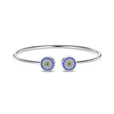 Blue Halo Studs - Solid 925 Sterling Silver, Rhodium-Plated