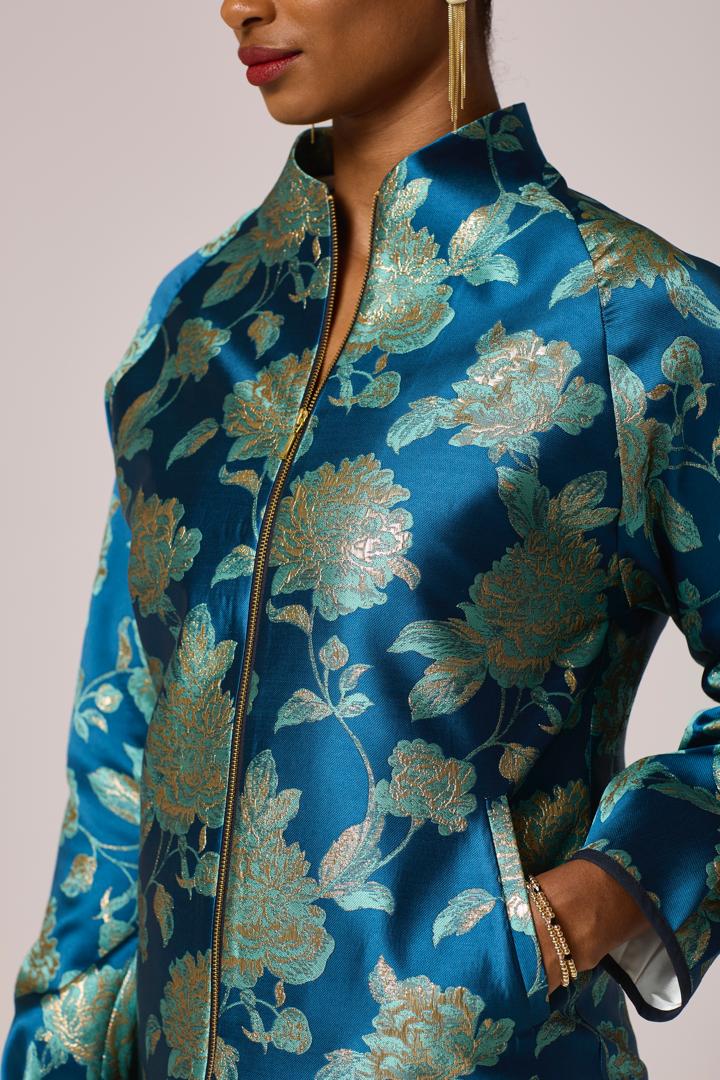 Azure Bloom Brocade Jacket