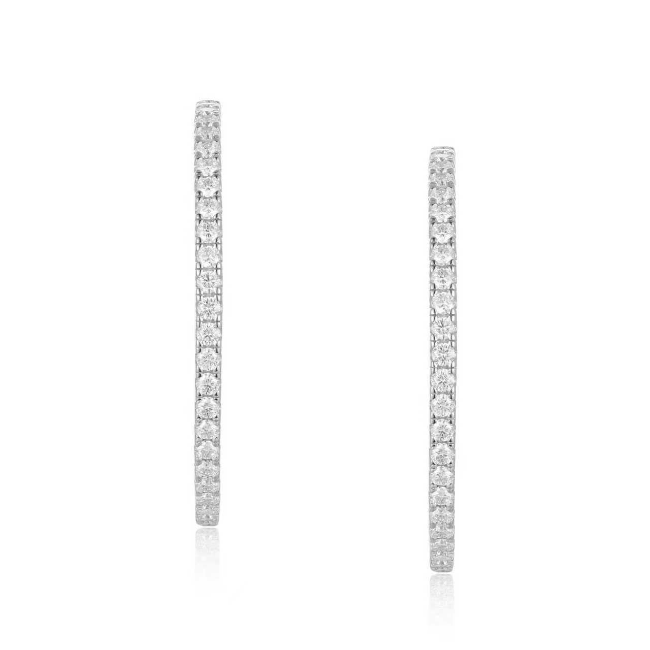 Mira Full Hoop Earrings - Solid 925 Sterling Silver, Rhodium-Plated, Moissanite