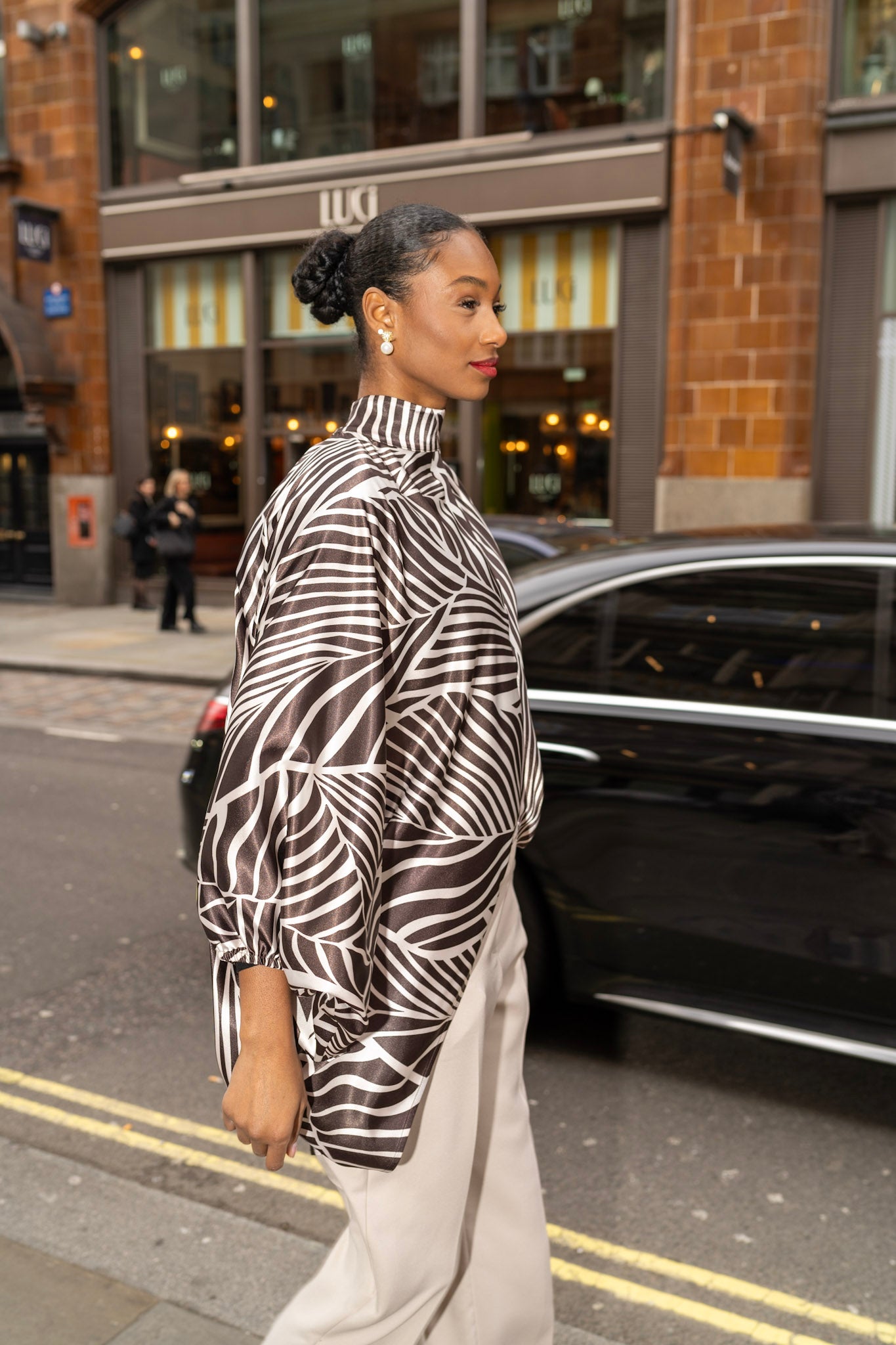 Brown and cream Palm leaves long Tunic