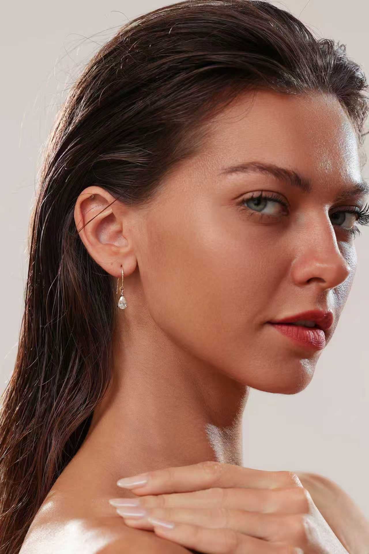 The Aurora Drop 18k Gold Vermil and Moissanite Solid 925 Sterling Silver