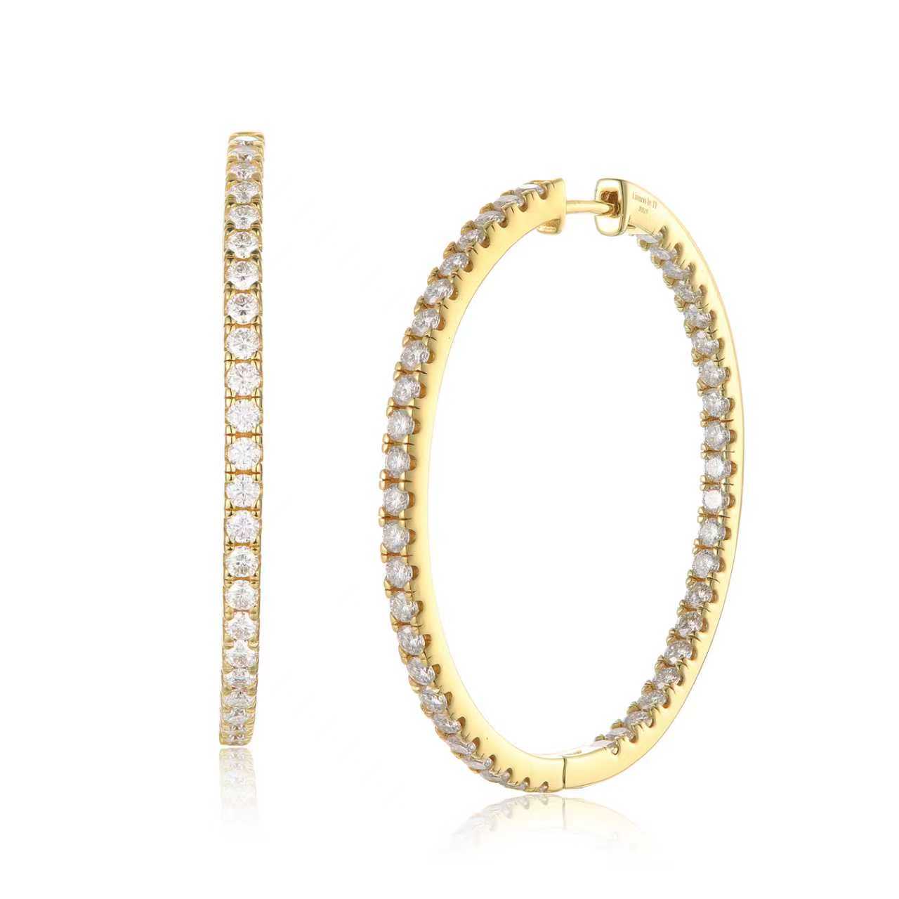 Mira Gold Full Hoop Earrings - 14K Gold Vermeil, Moissanite