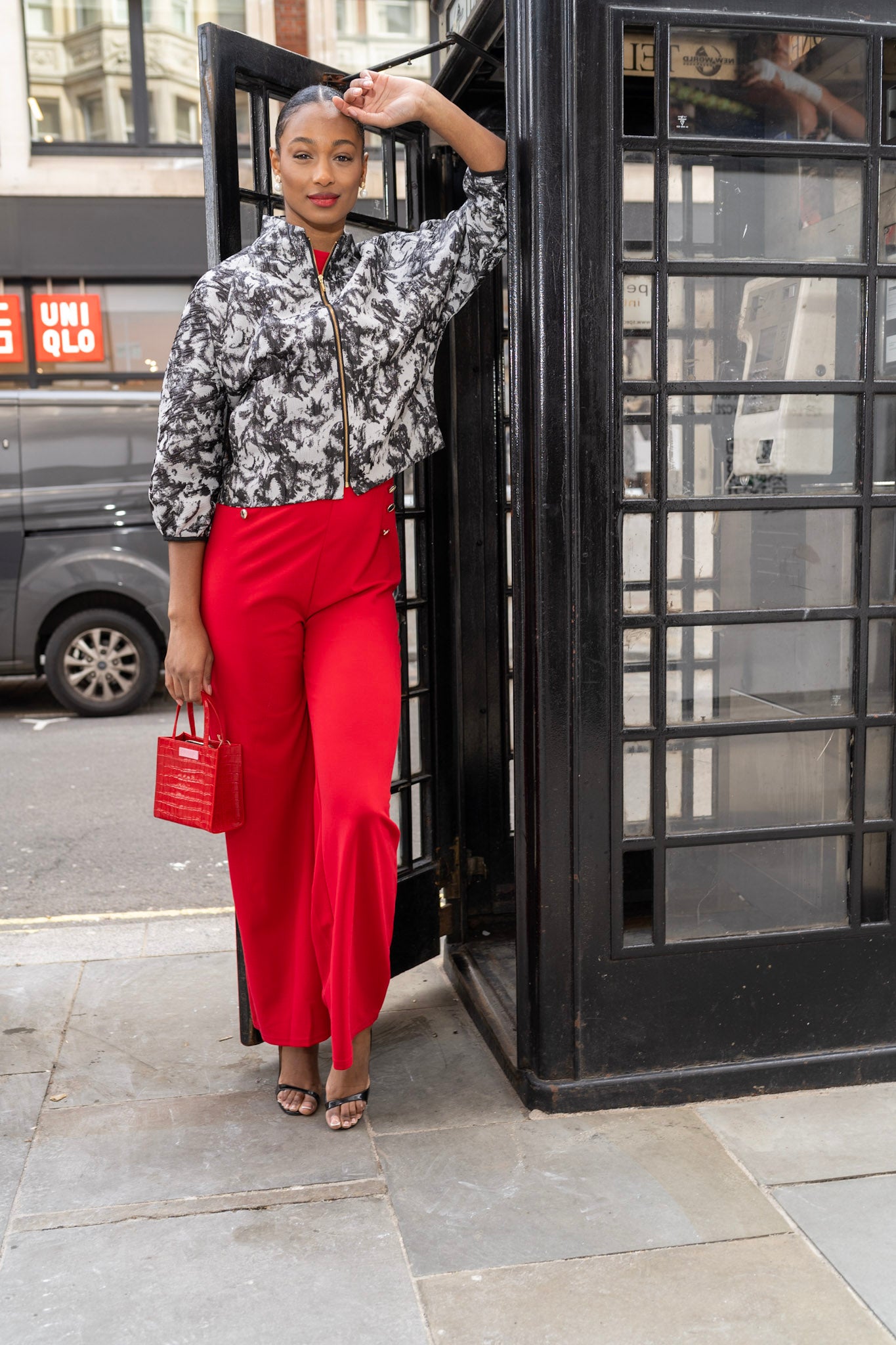 Monochrome Paint Brush Brocade Jacket